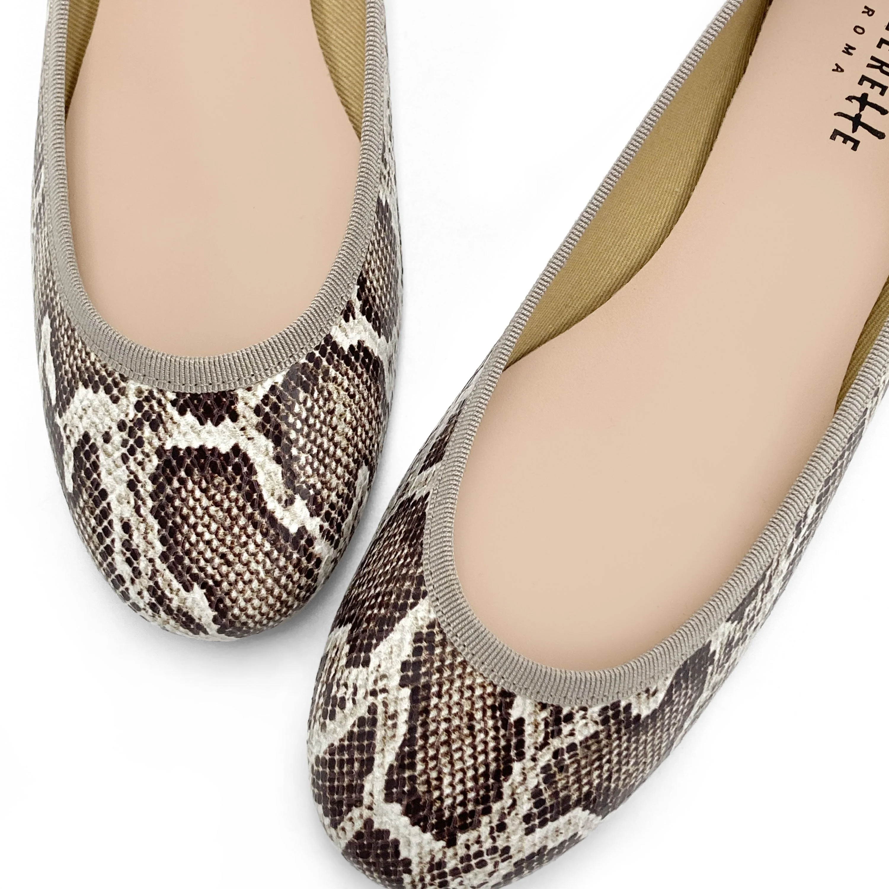 Animal print python-effect leather ballet flats - Image 3
