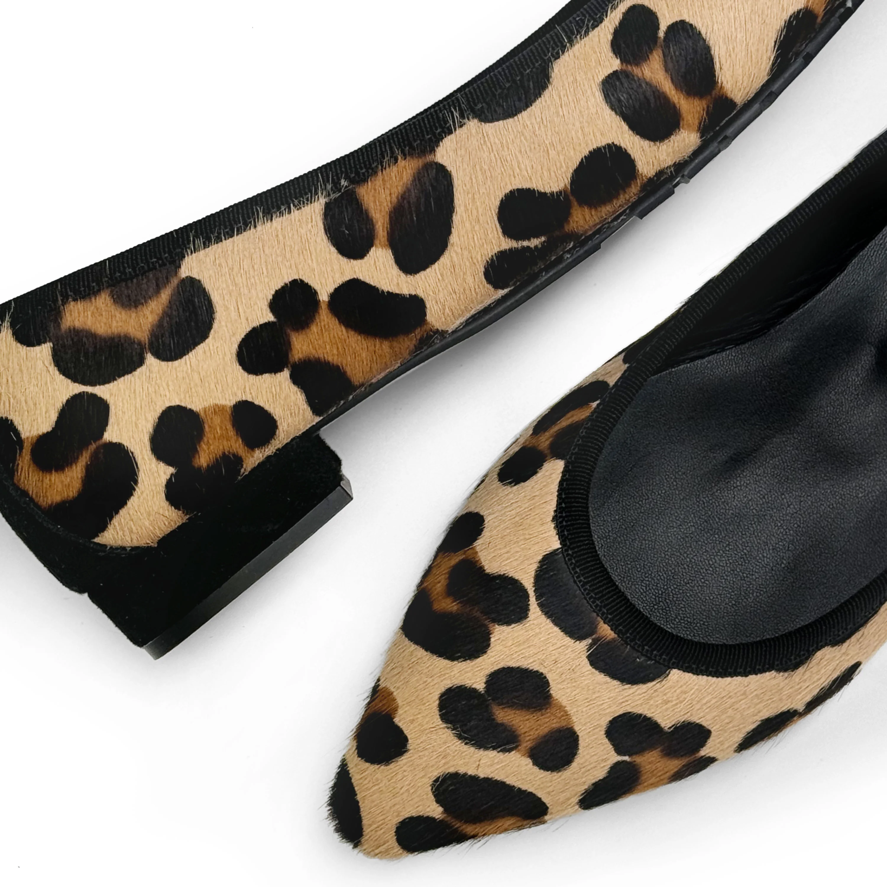 Animalier calf hair pointed toe ballet flats - Image 3