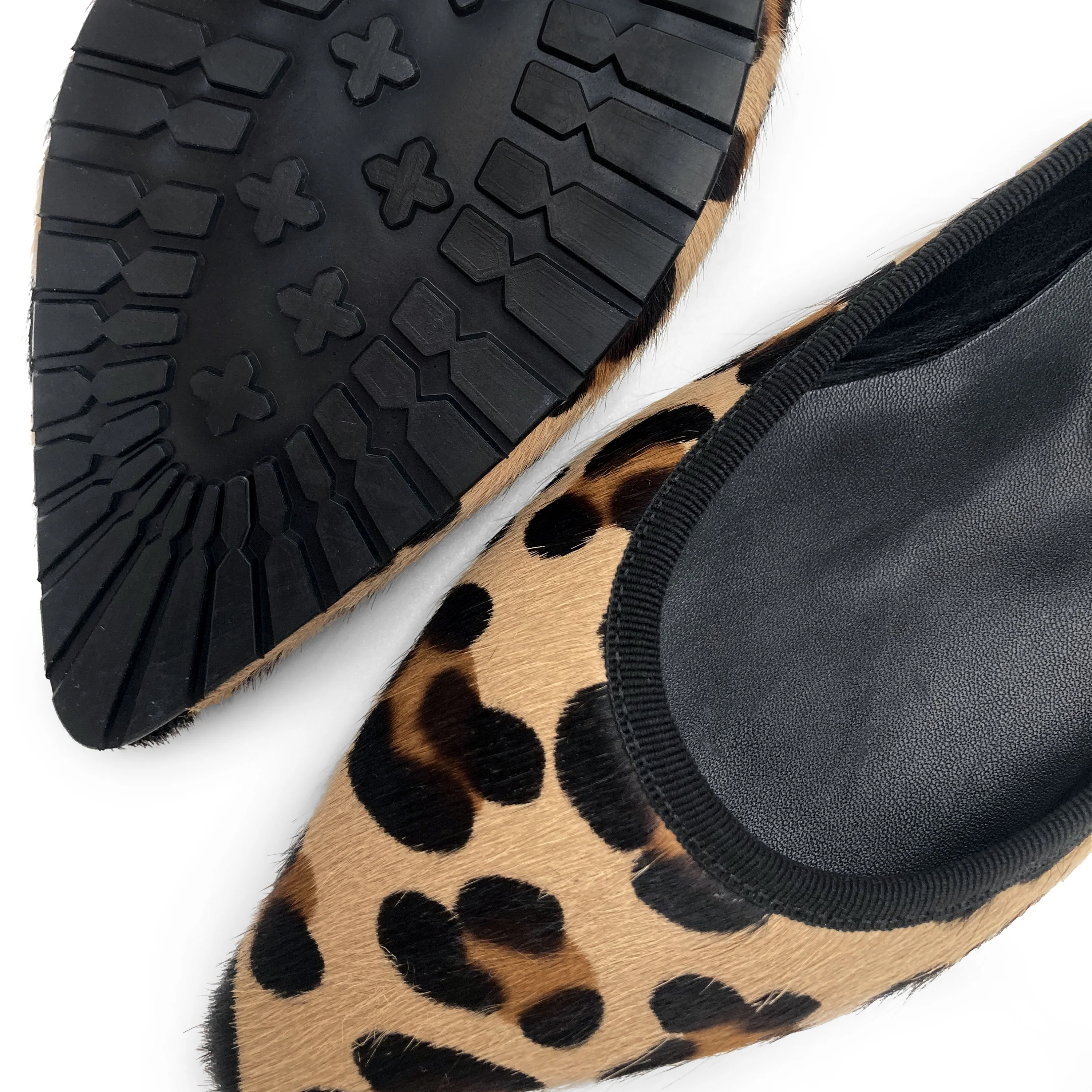 Animalier calf hair pointed toe ballet flats - Image 4