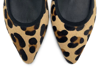 Animalier calf hair pointed toe ballet flats - Image 5