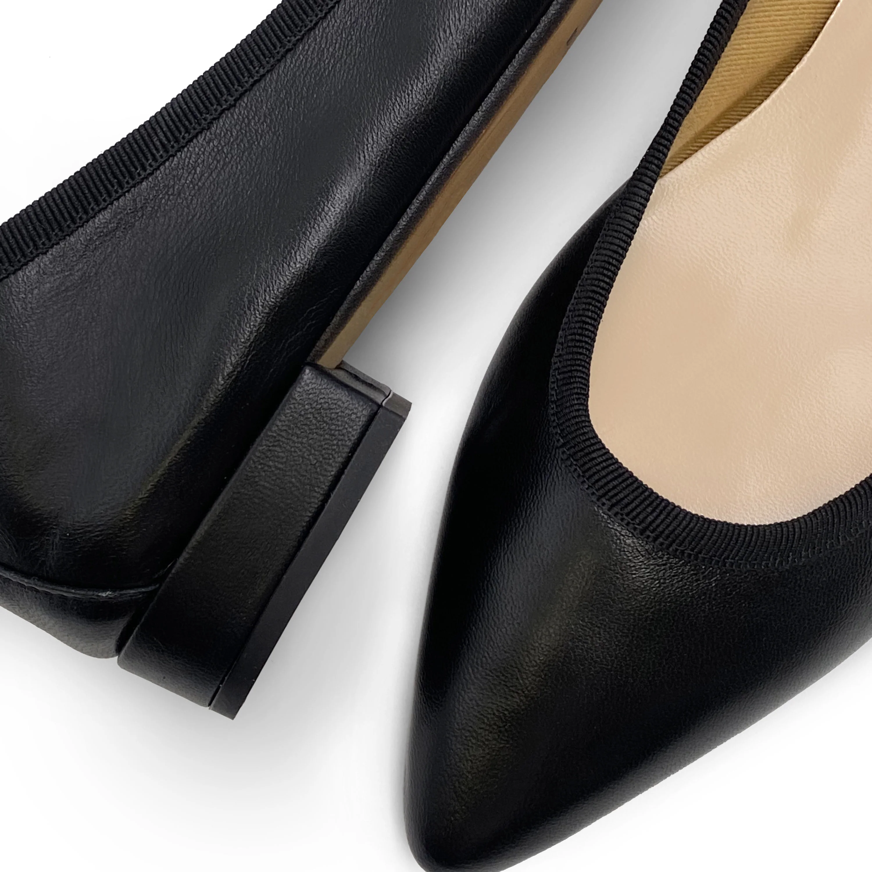 Pointed toe black leather ballet flats - Image 3