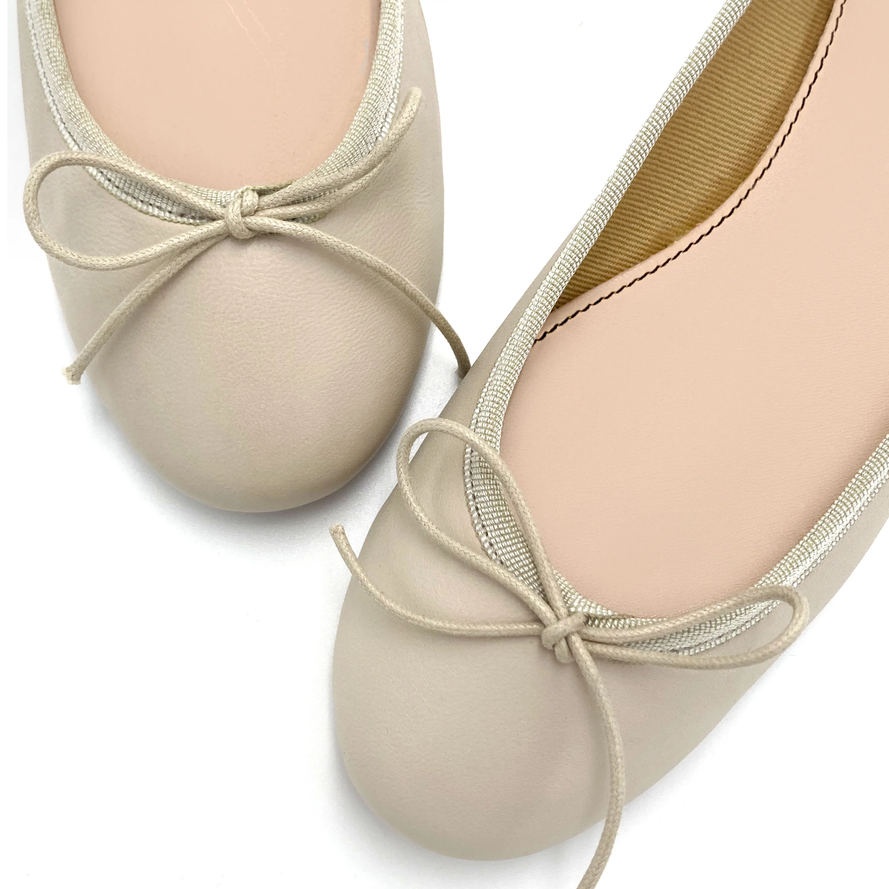 Beige leather ballet flats - Image 3