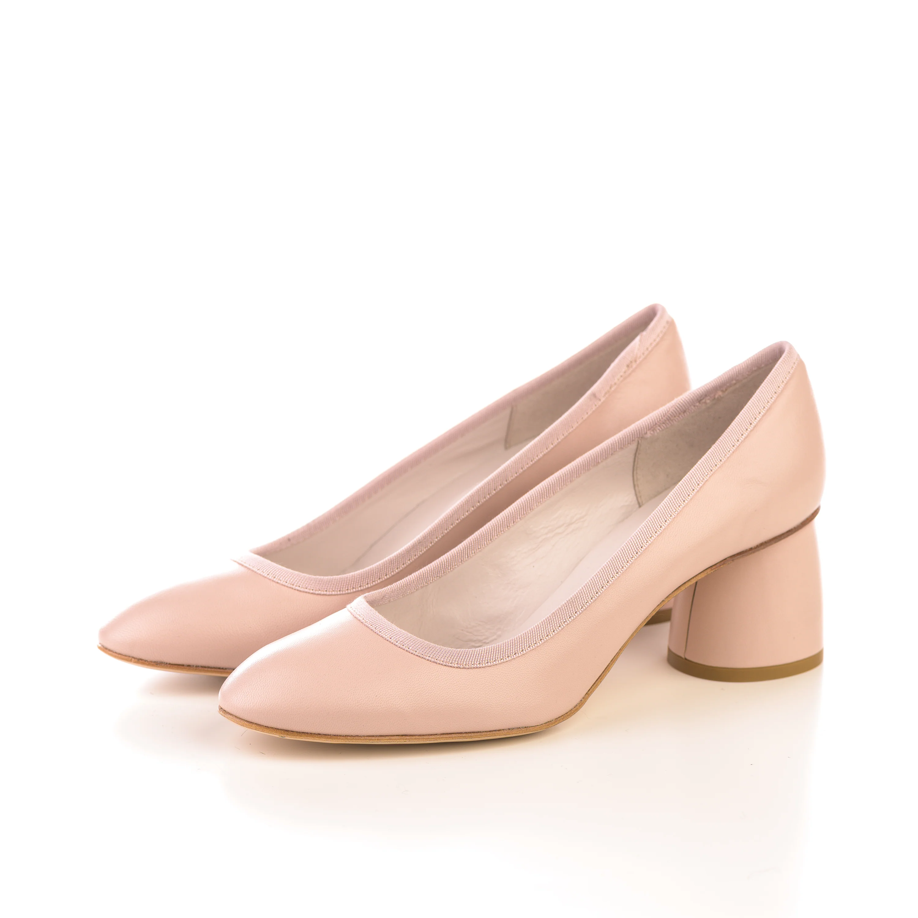 Beige leather pump ballet flats with high heel - Image 2
