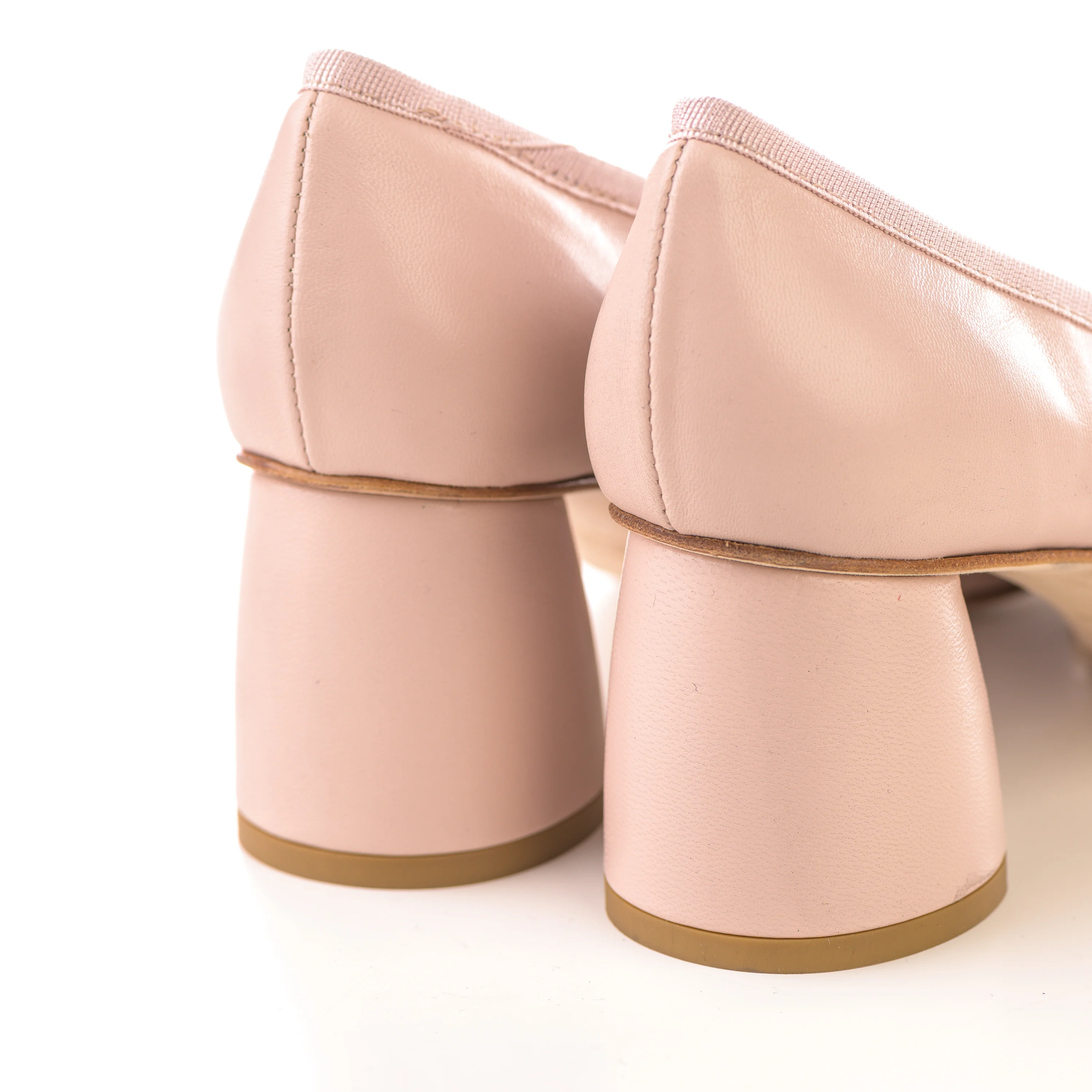 Beige leather pump ballet flats with high heel - Image 3