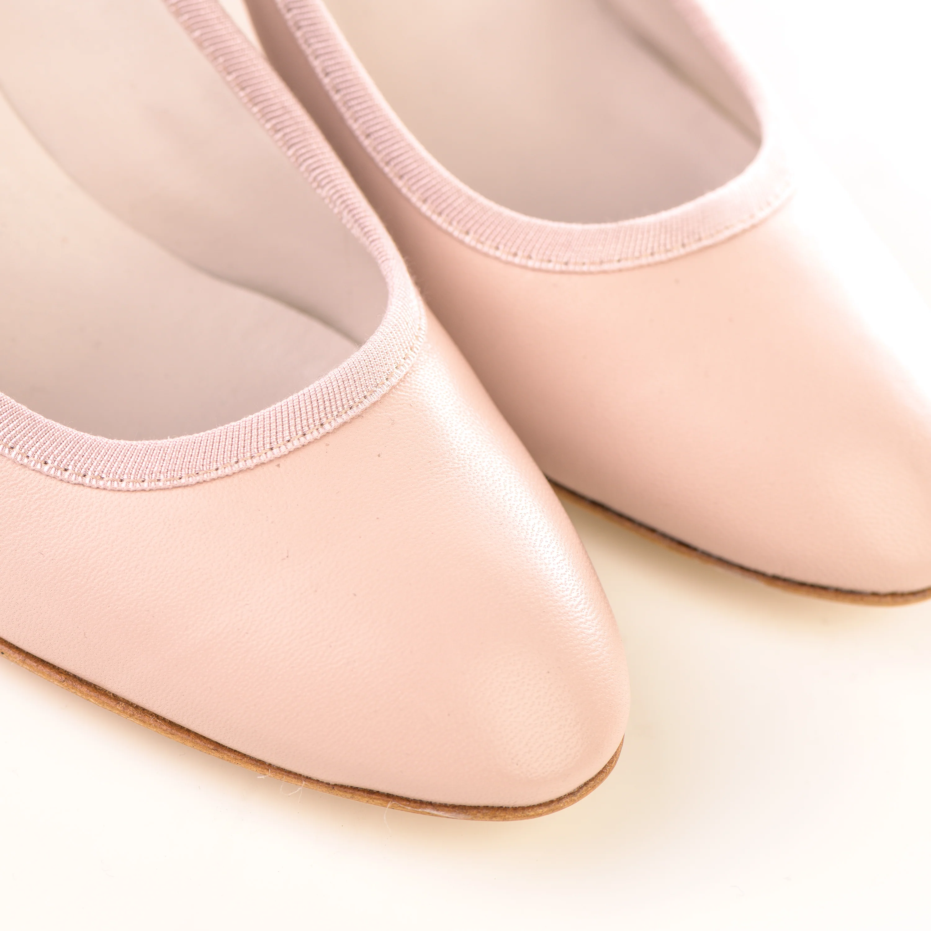 Beige leather pump ballet flats with high heel - Image 4
