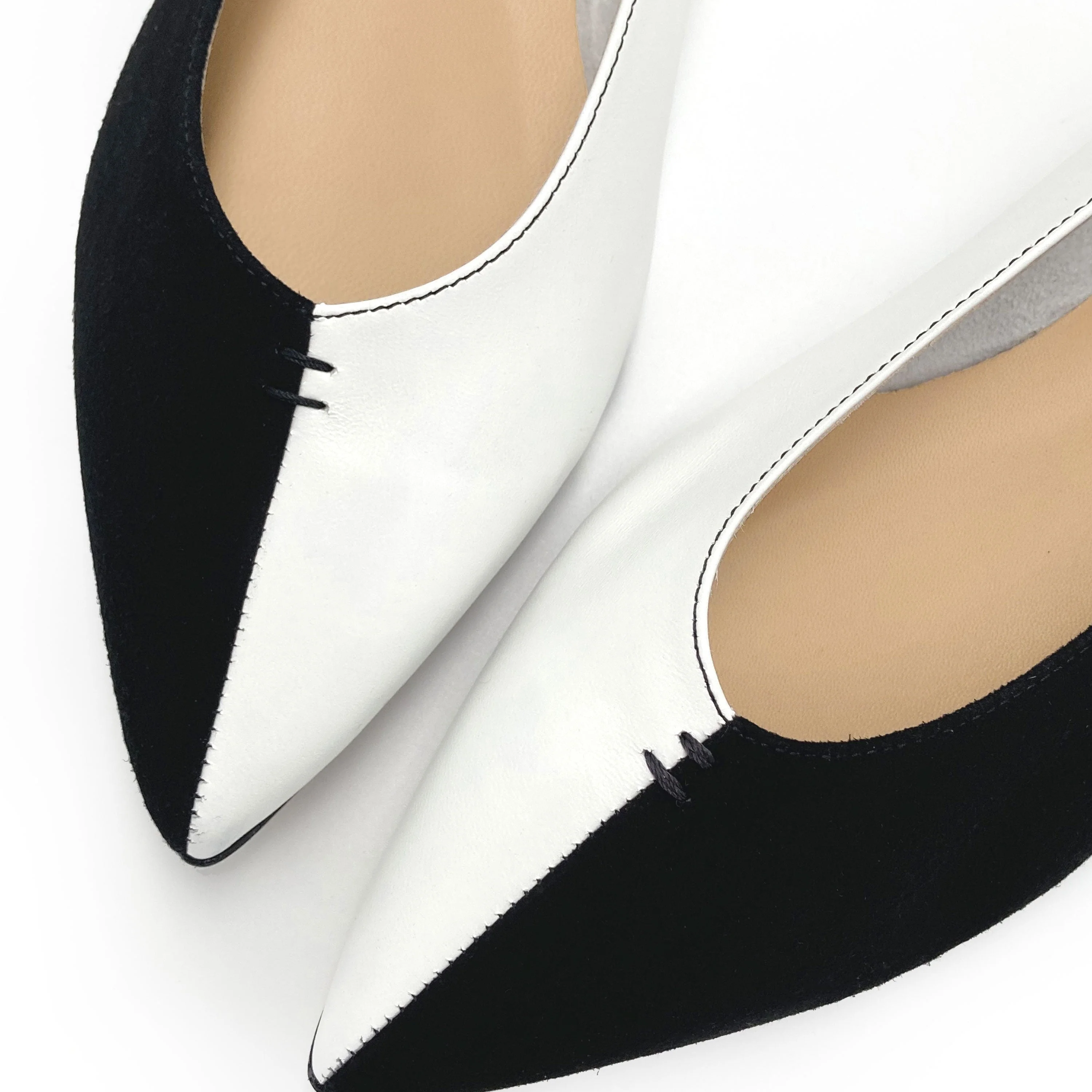 Bicolor pointed toe ballet flats black and white - Image 3