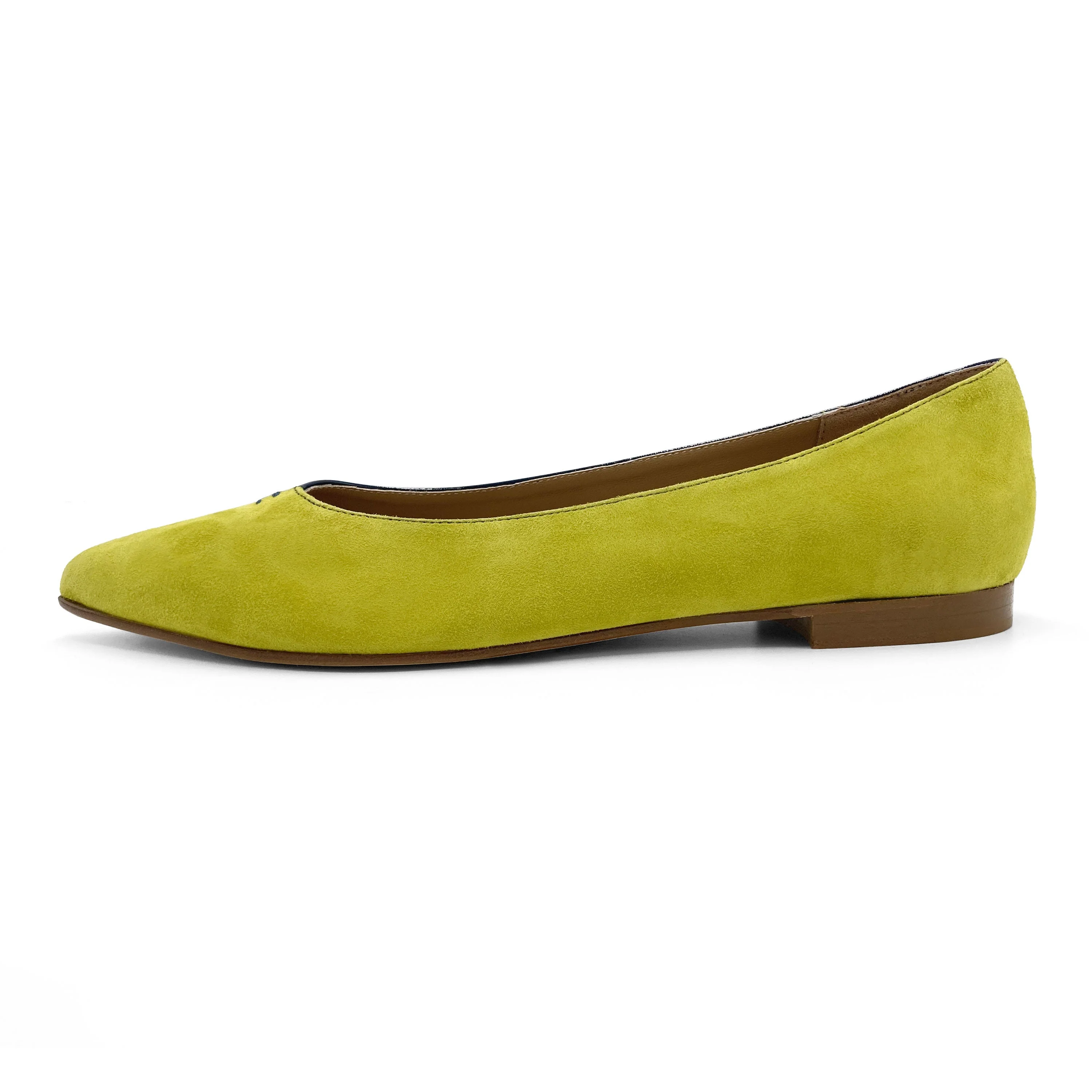 Bicolor pointed toe ballet flats blue and lime - Image 4