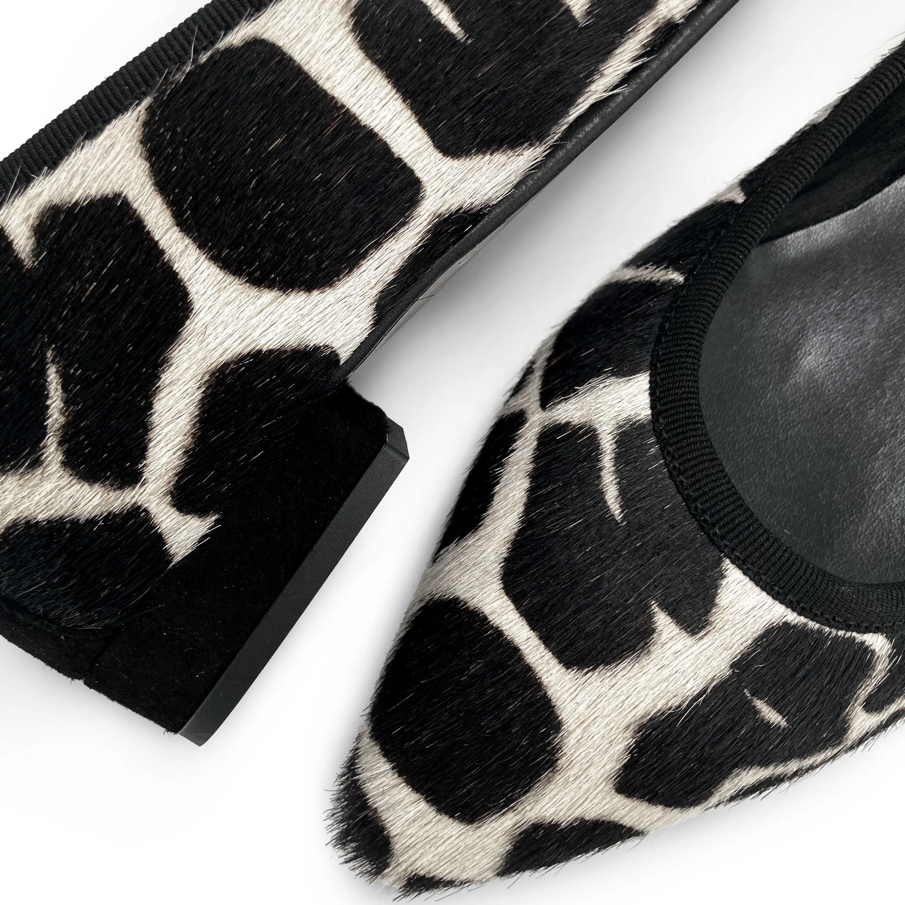 Black and white animal print pointed ballet flats - Image 3