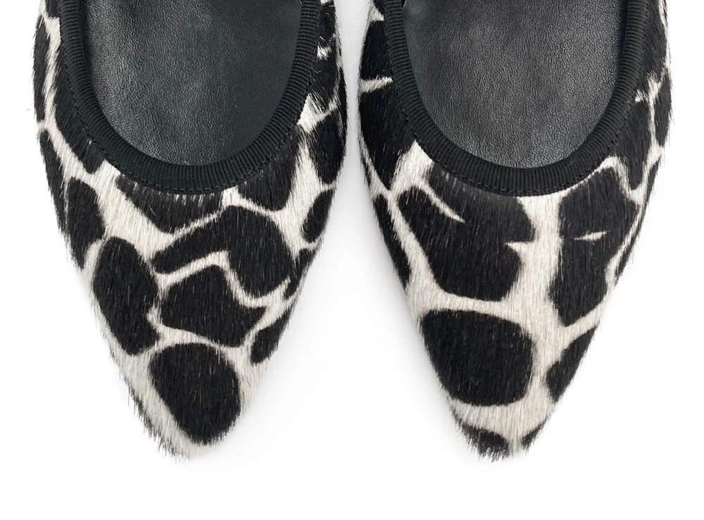 Black and white animal print pointed ballet flats - Image 6