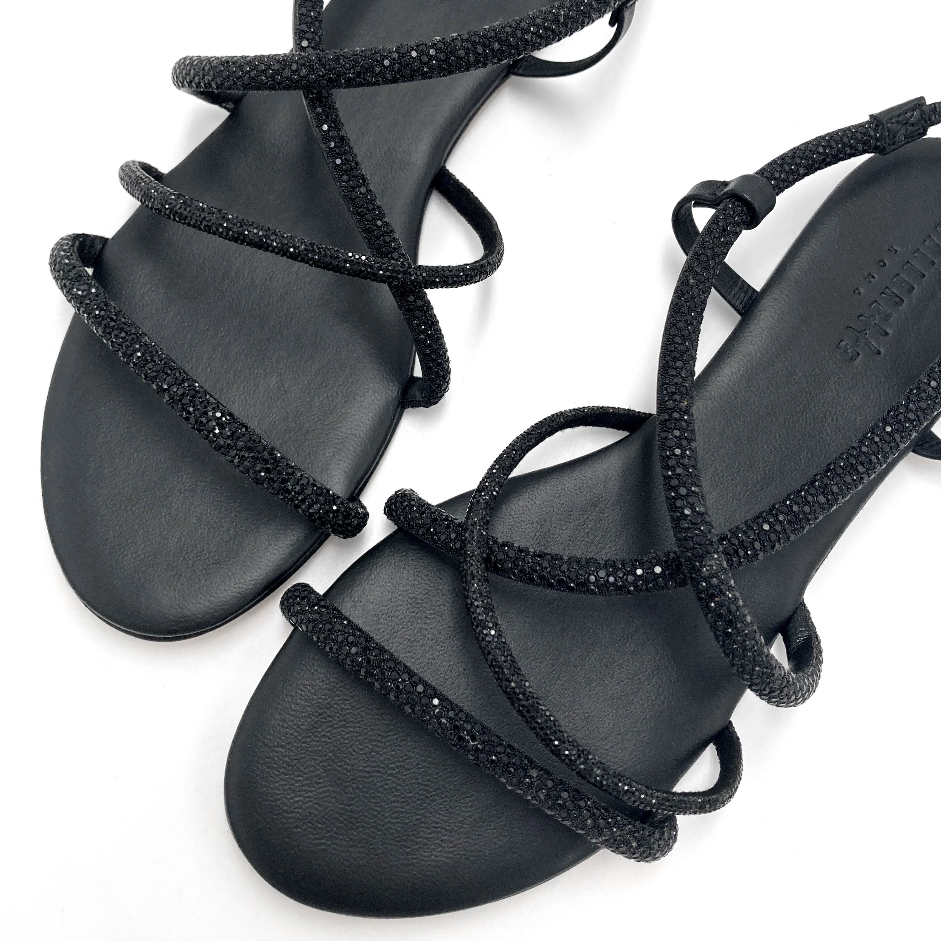 Black cage jeweled sandals with rhinestones - Image 3