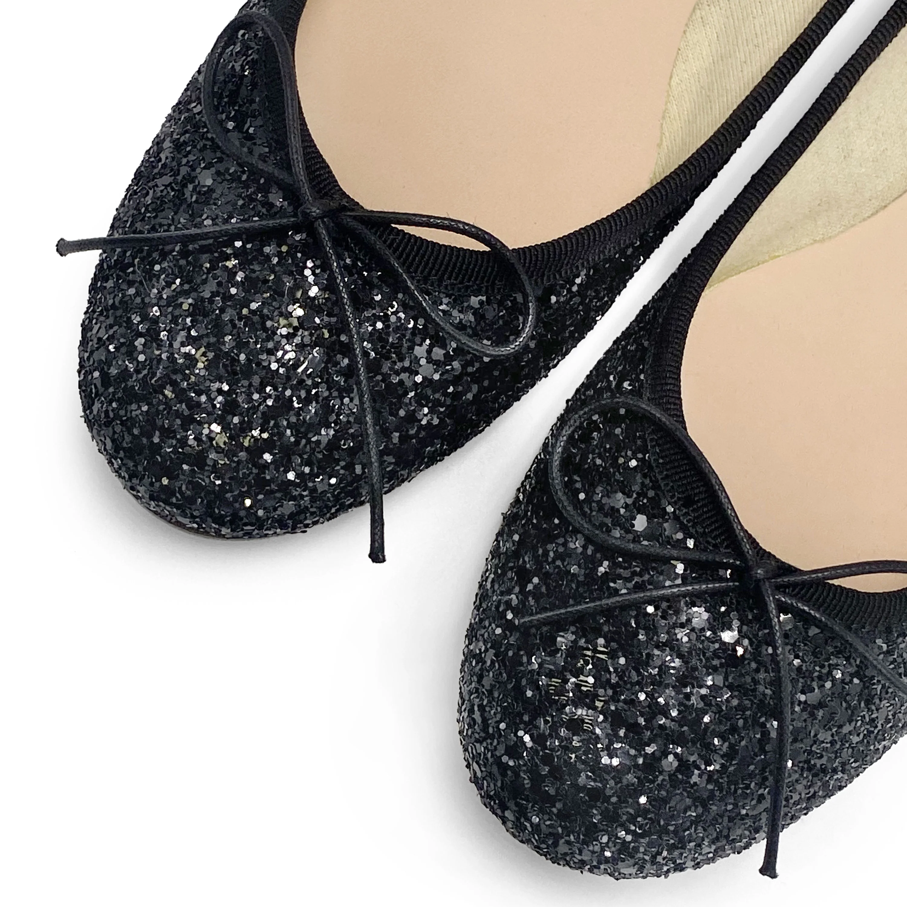 TT GO GREEN Collection - Black glitter ballet flats in ECO fabric - Image 3