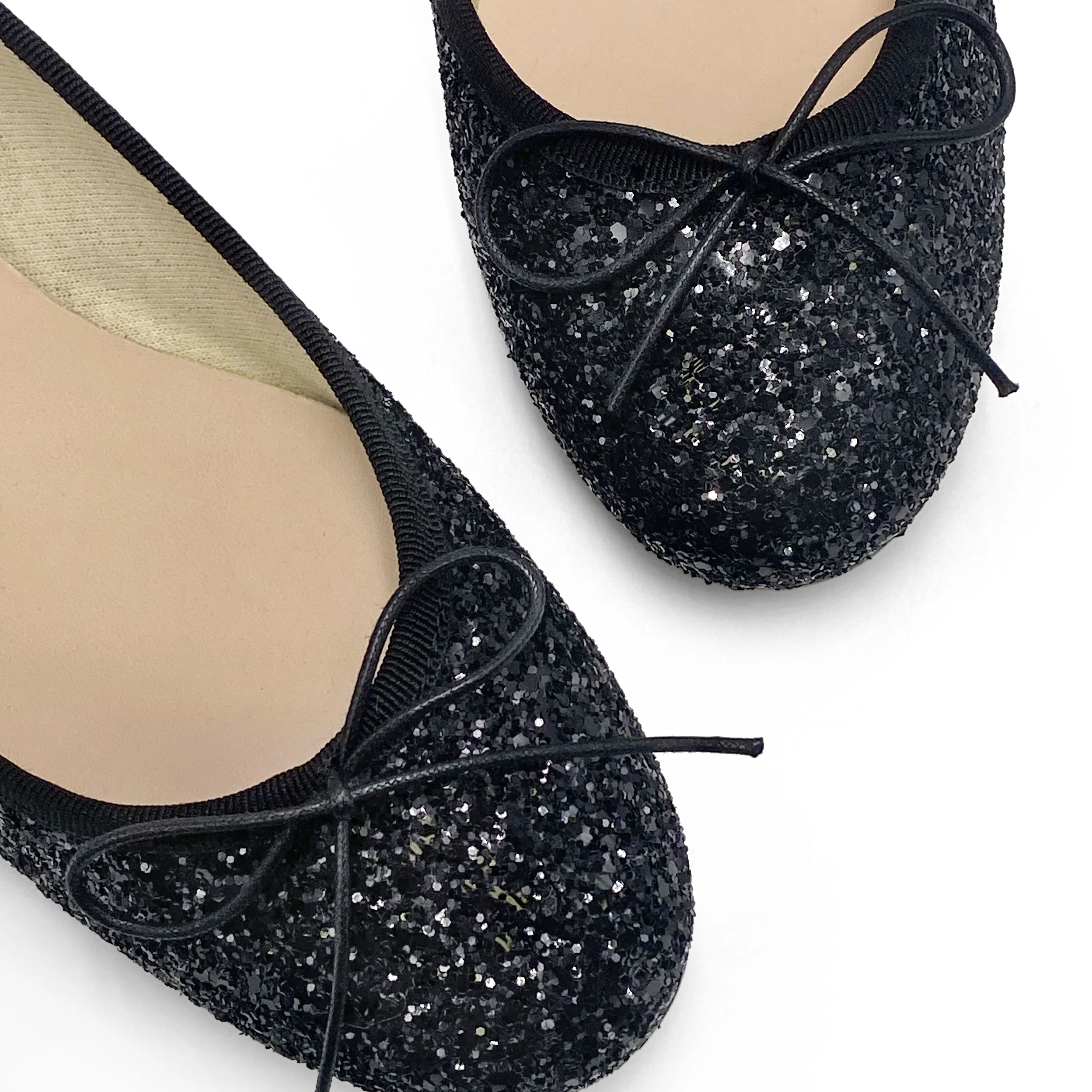 TT GO GREEN Collection - Black glitter ballet flats in ECO fabric - Image 4