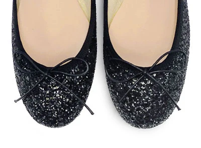 TT GO GREEN Collection - Black glitter ballet flats in ECO fabric - Image 6