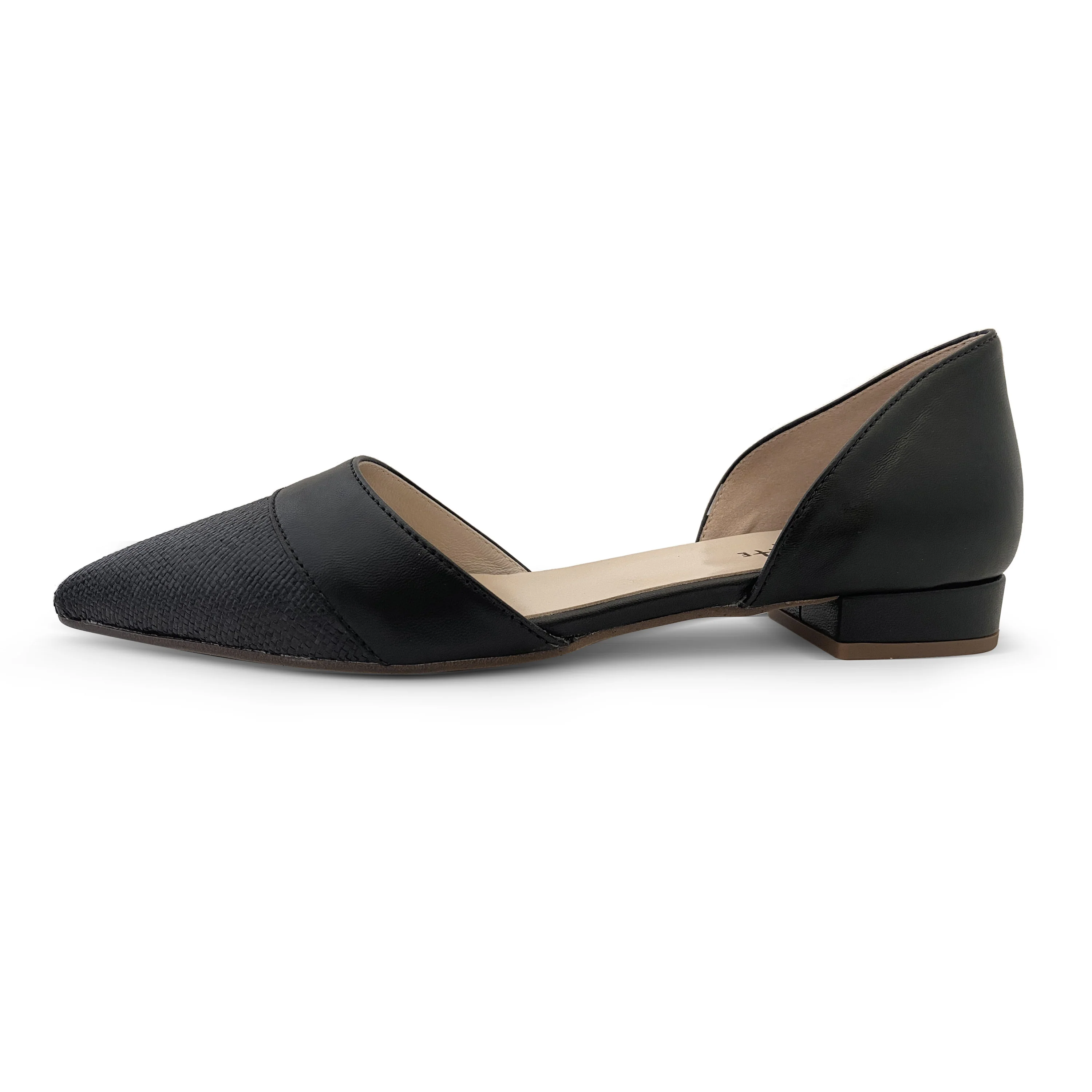 Black jute d'Orsay ballet flats with black leather details - Image 2