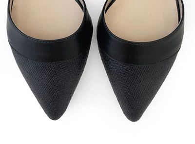 Black jute d'Orsay ballet flats with black leather details - Image 5