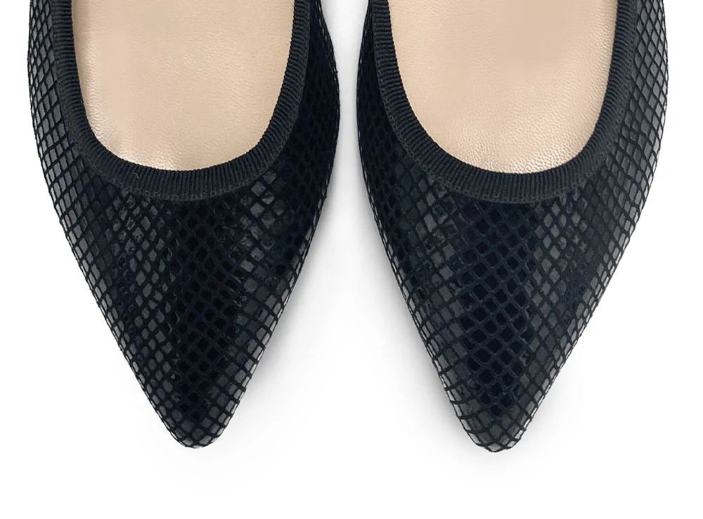 Black laminated suede pointed toe ballet flats - Image 6