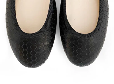 Black leather ballet flats cobra-skin effect - Image 5