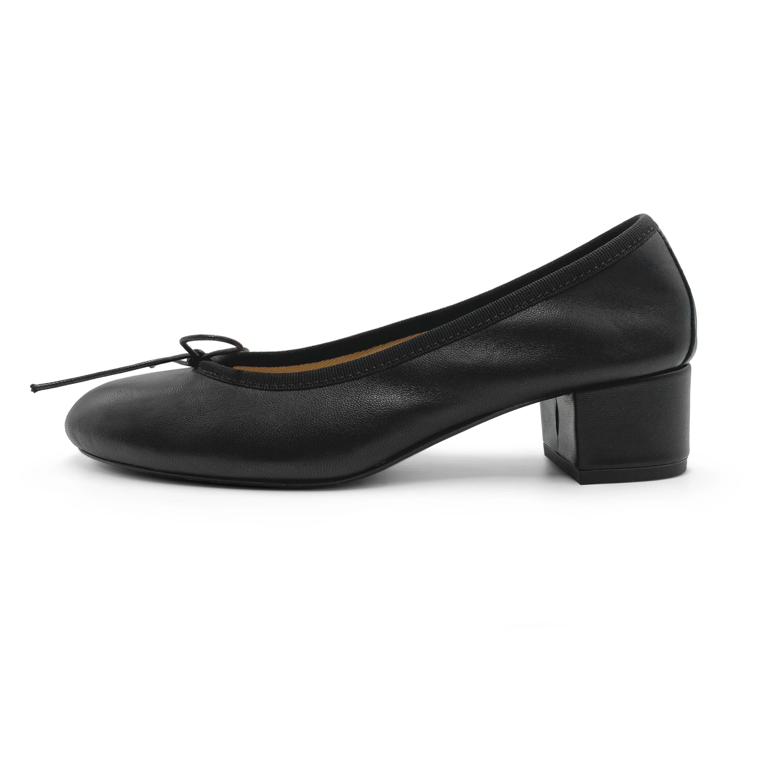 Black leather ballet flats with heel - Image 4