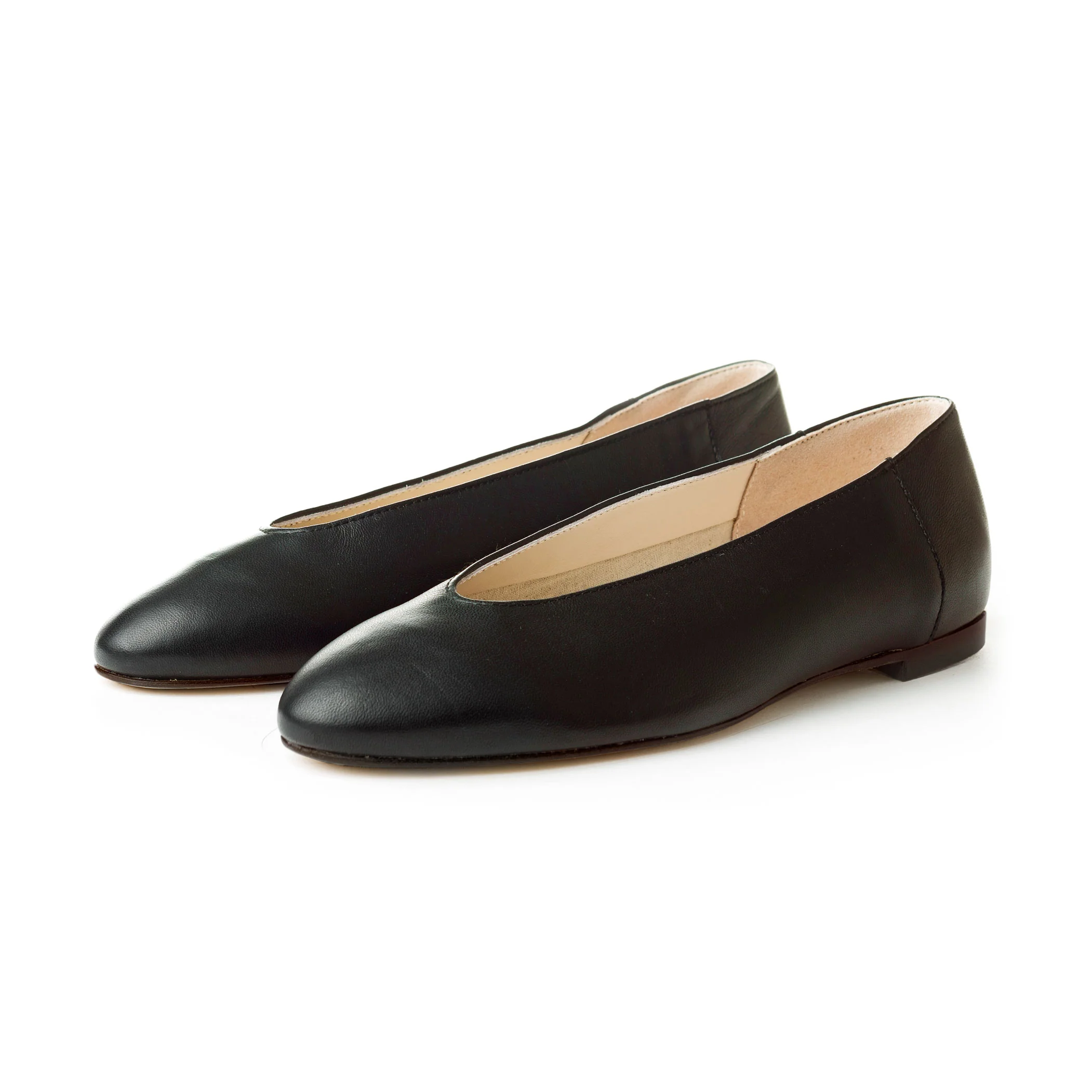 Black leather high vamp flats - Image 3