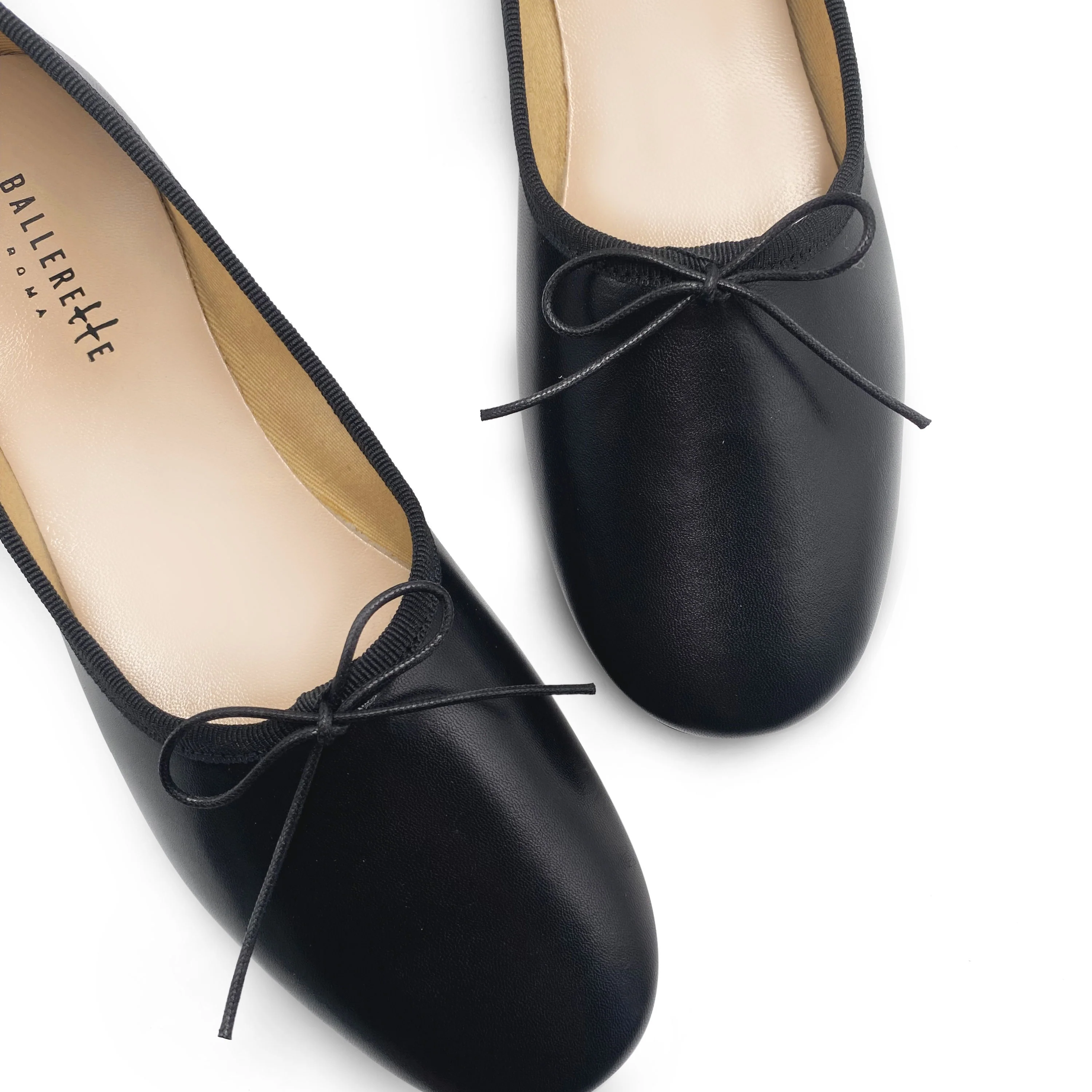 Black leather high-vamp "glove shoes" ballet flats - Image 4