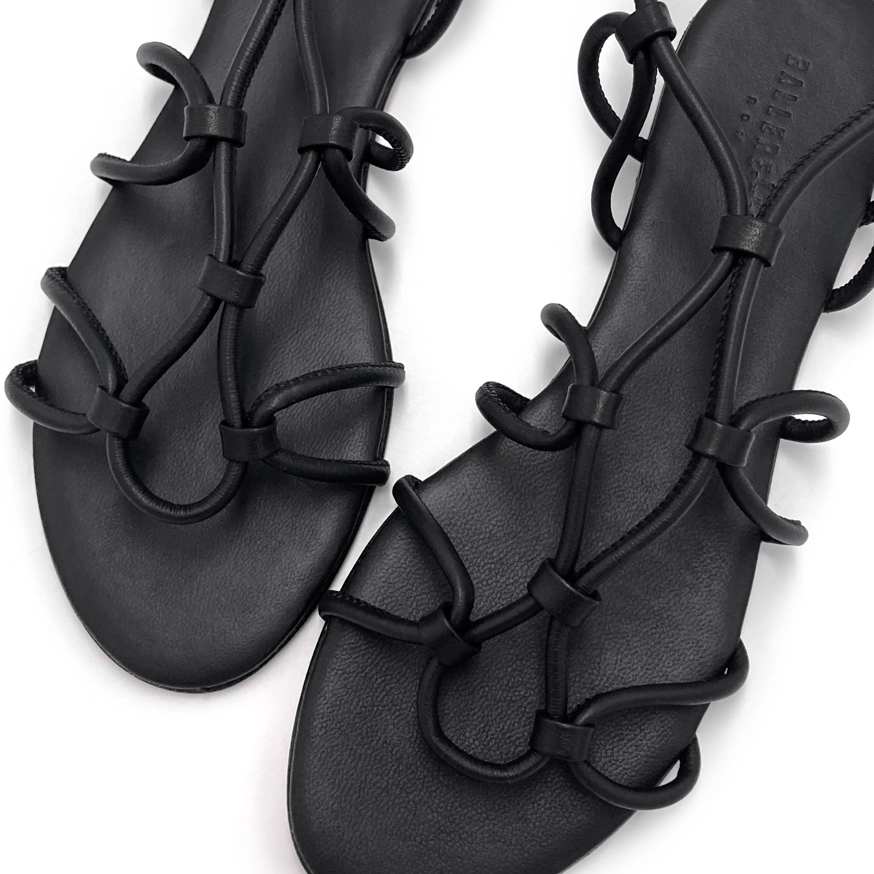 Black leather lace up Gladiator sandals - Image 3