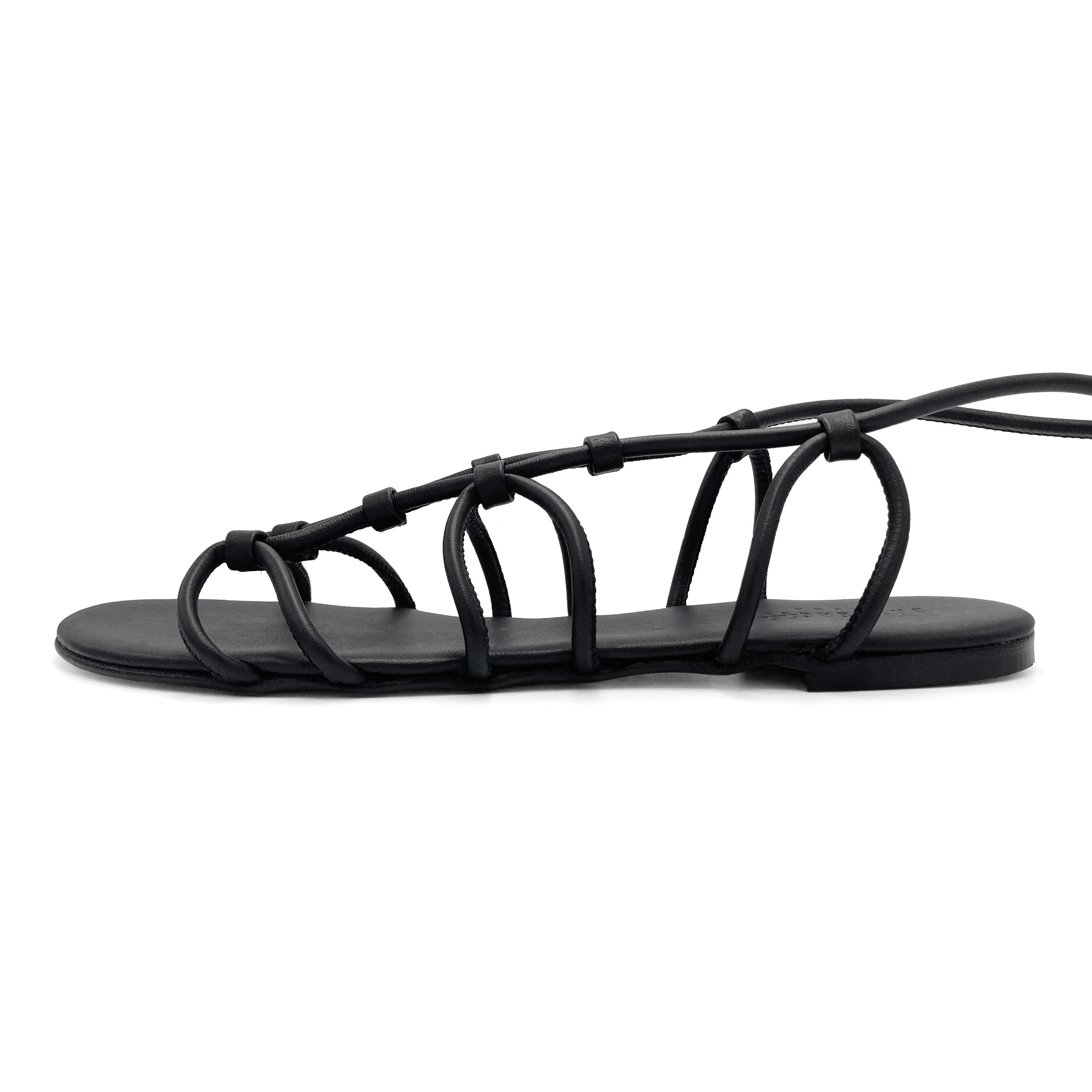 Black leather lace up Gladiator sandals - Image 4