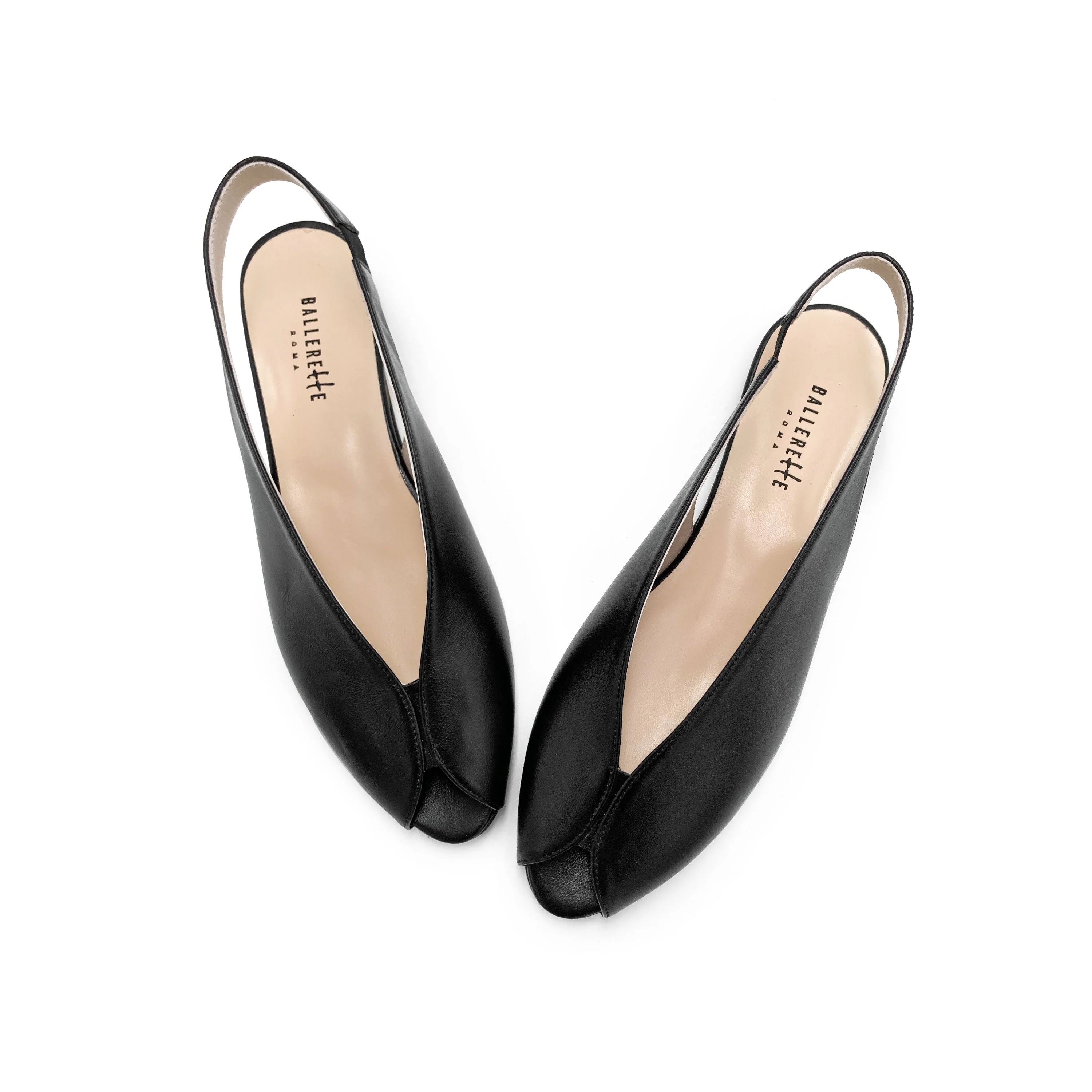 Black leather open-toe slingbacks - Image 2