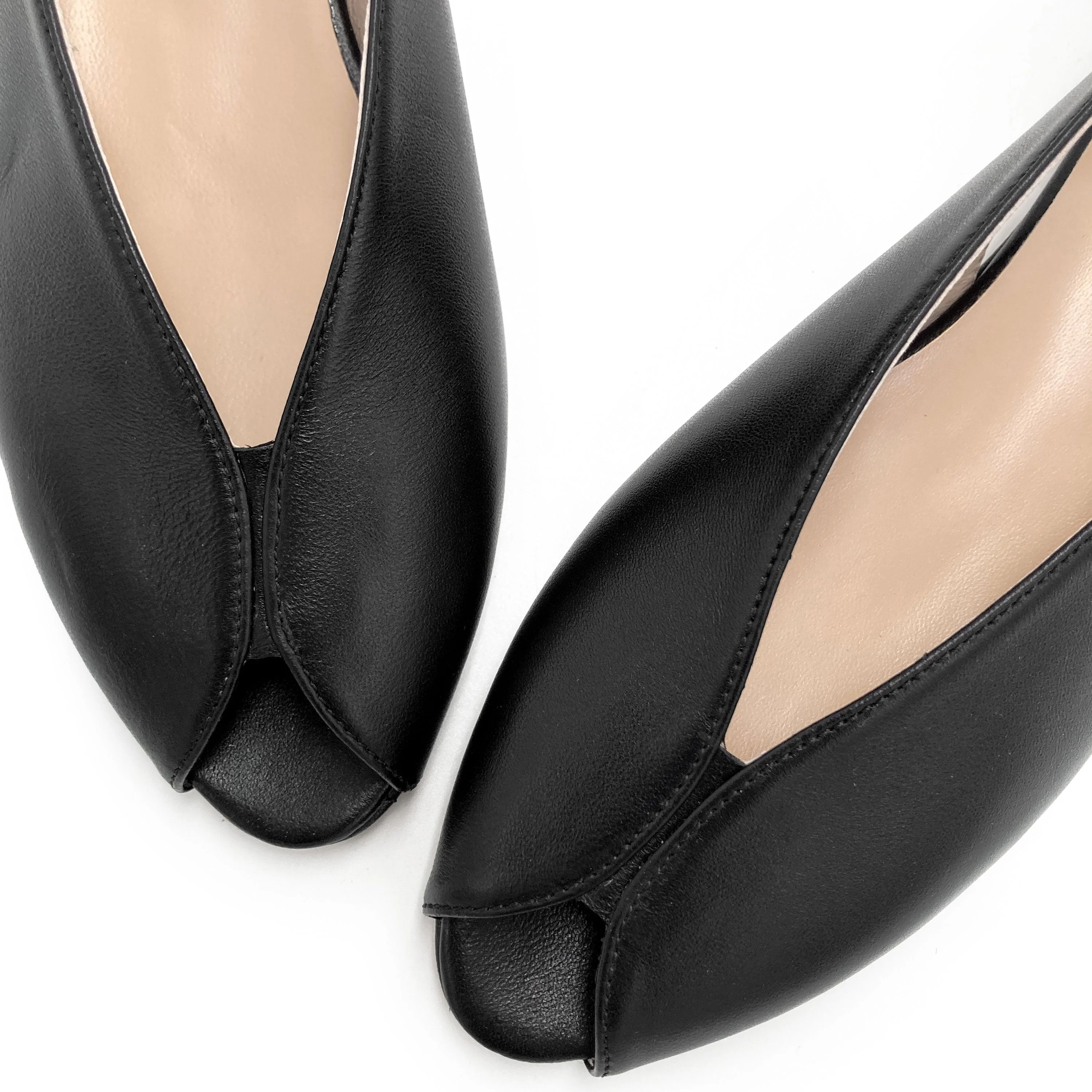 Black leather open-toe slingbacks - Image 3