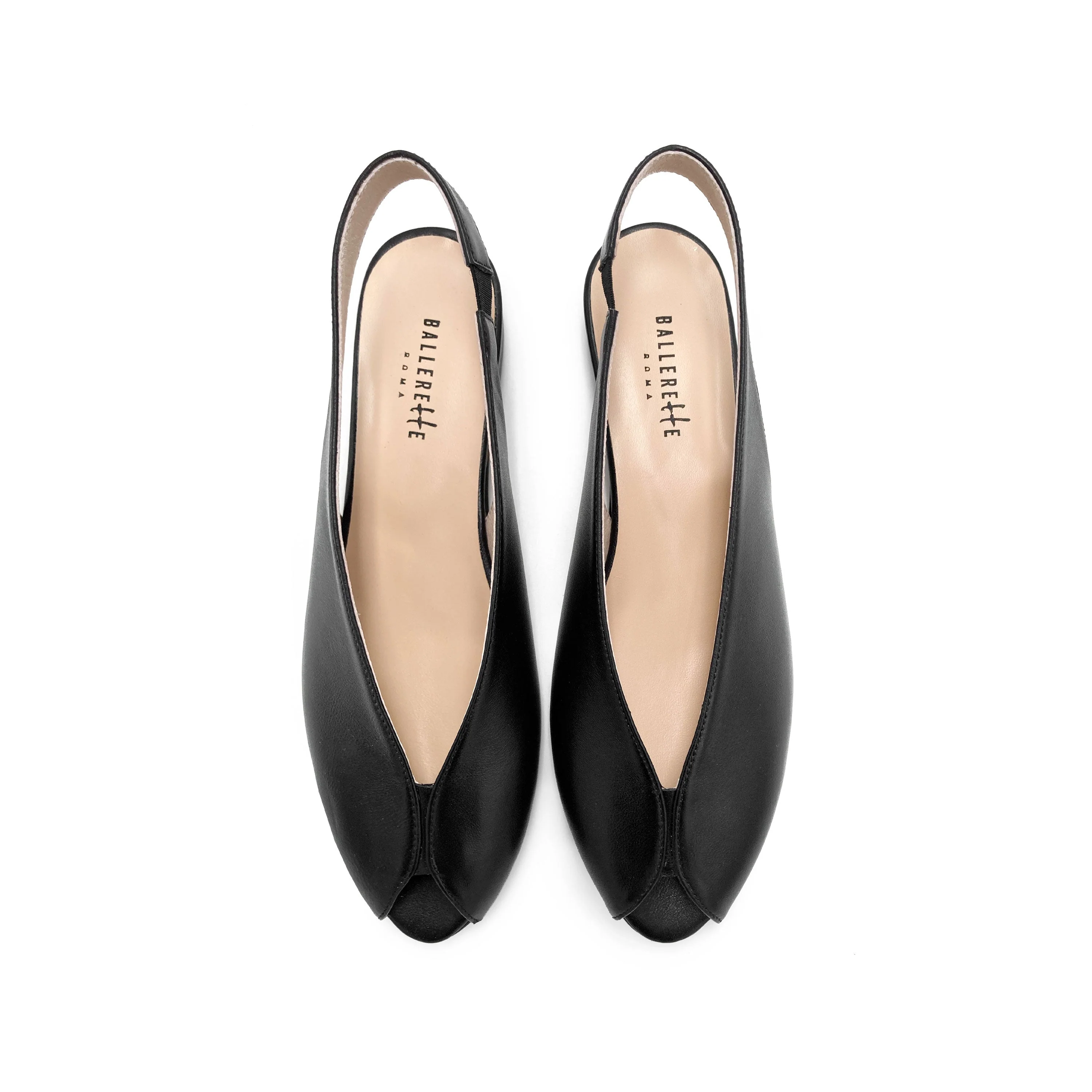 Black leather open-toe slingbacks - Image 5
