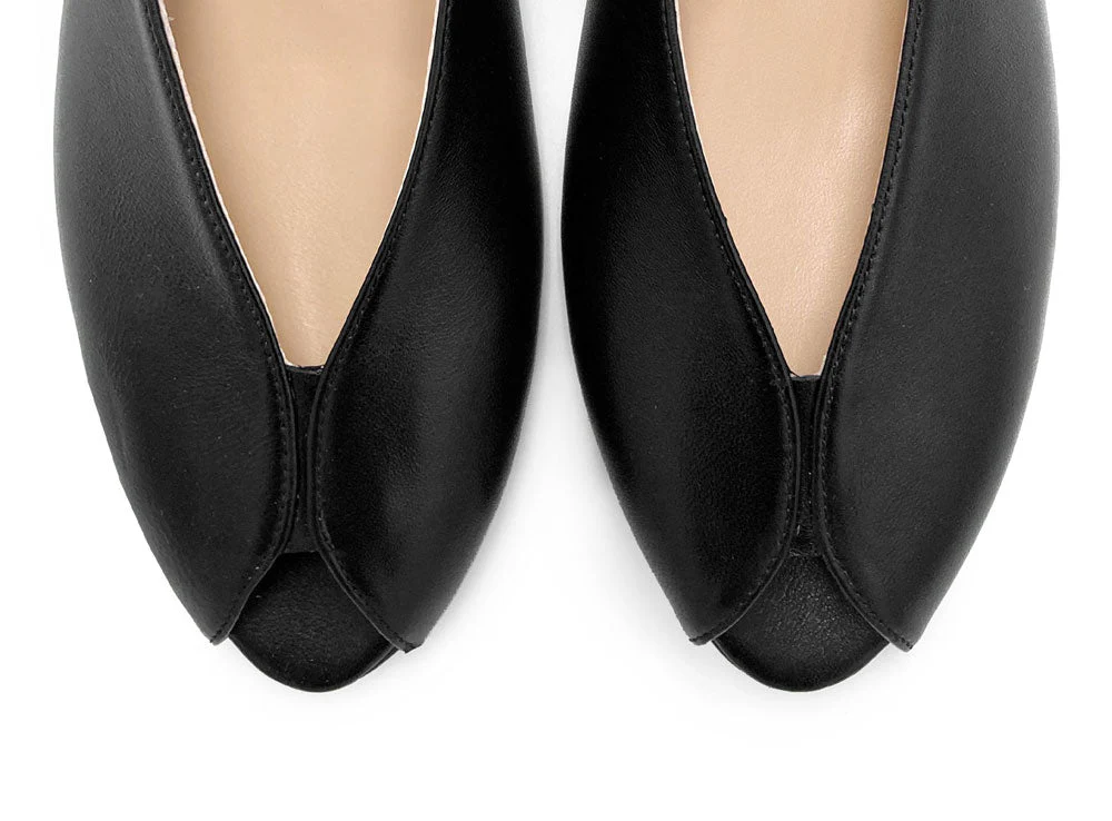 Black leather open-toe slingbacks - Image 6