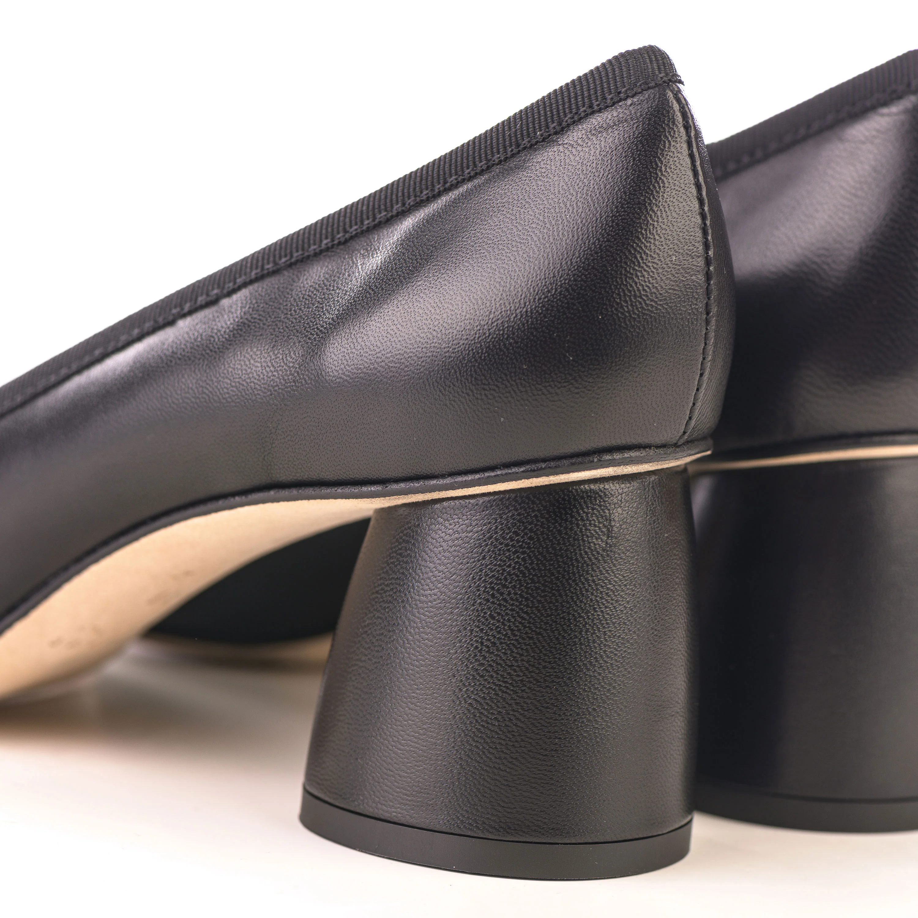 Black leather pump ballet flats with high heel - Image 4