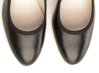 Black leather pump ballet flats with high heel - Image 5