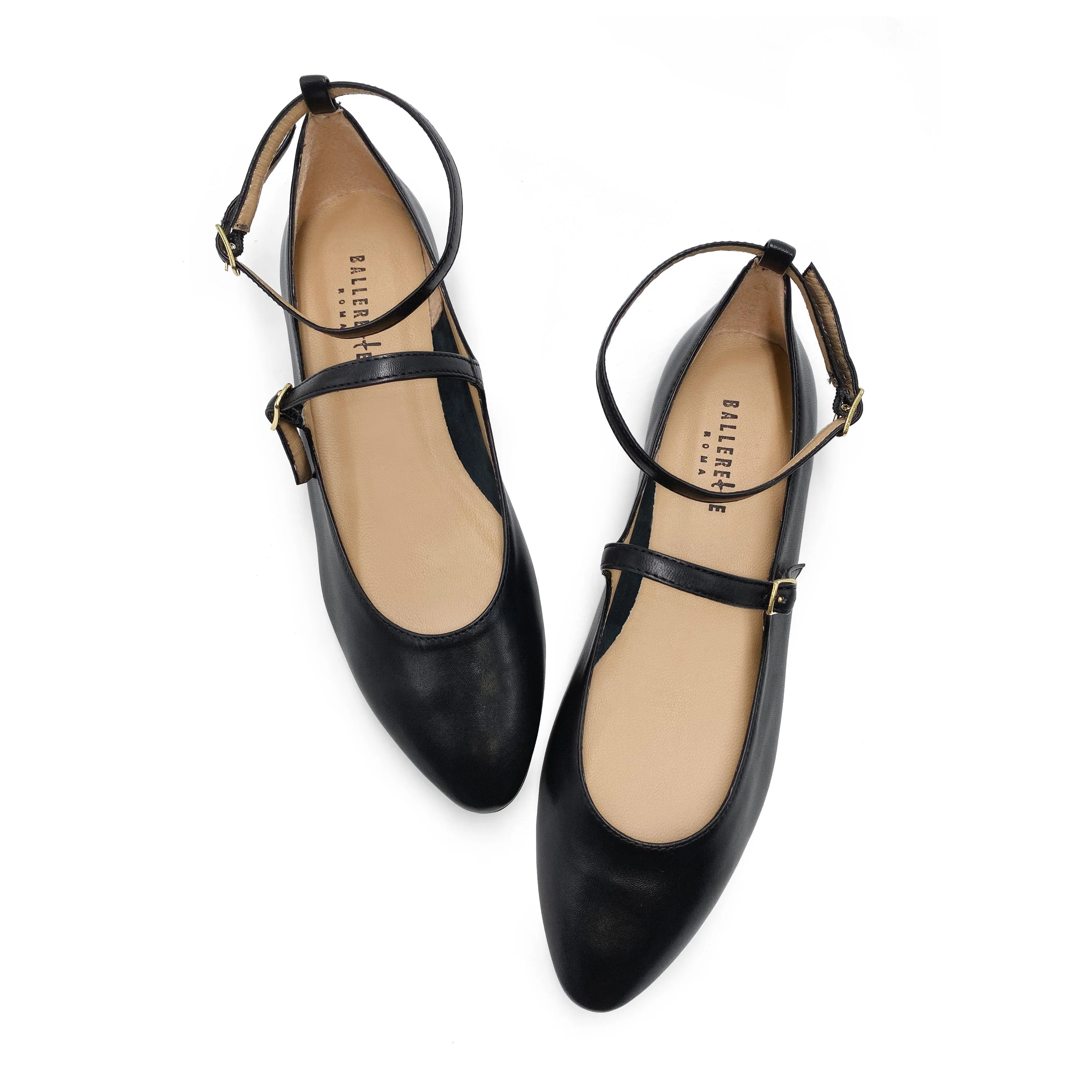 Black Mary Jane Ballet Flats with Straps - Image 2