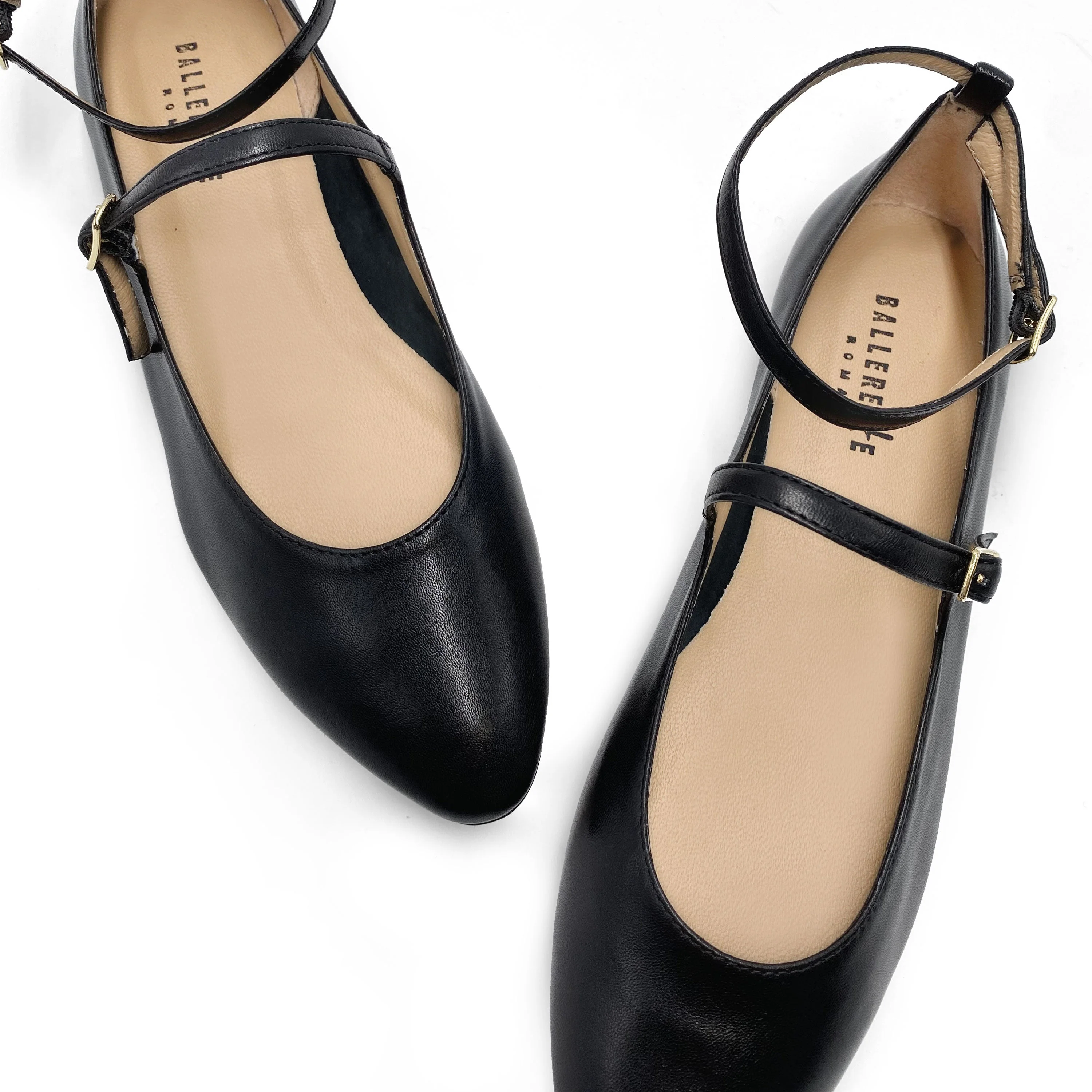 Black Mary Jane Ballet Flats with Straps - Image 3