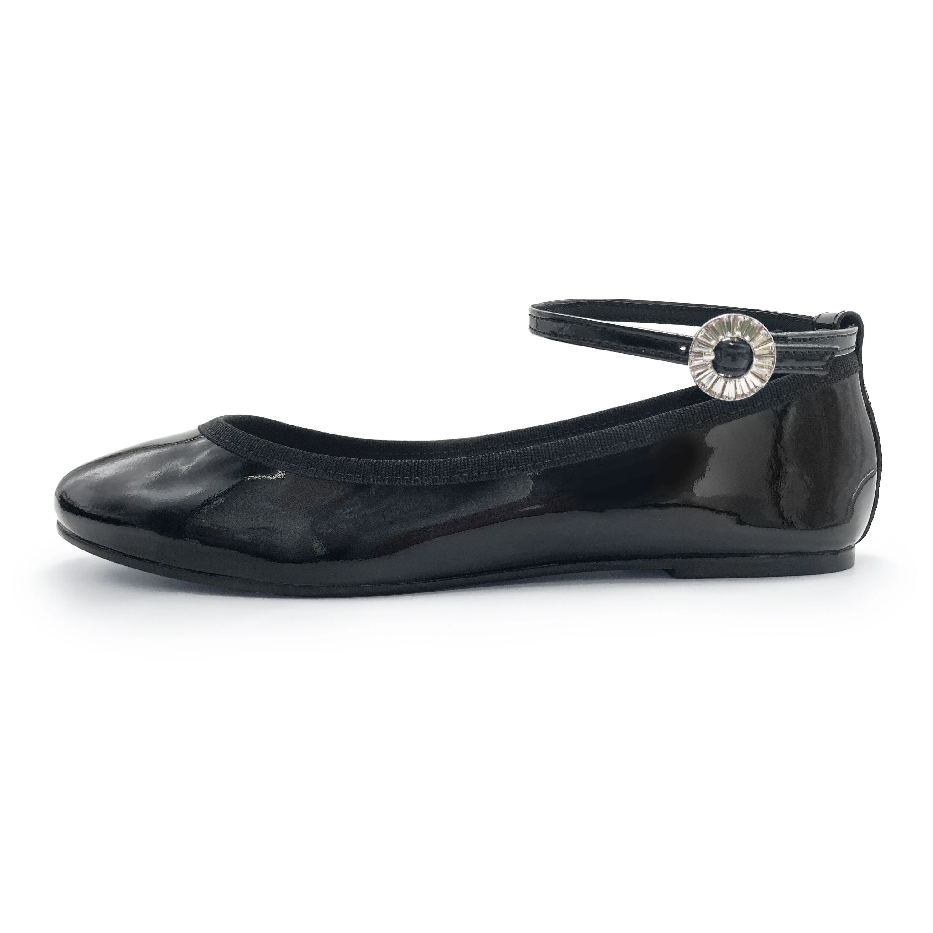 Black patent leather ballet flats with jewelled strap - Image 3