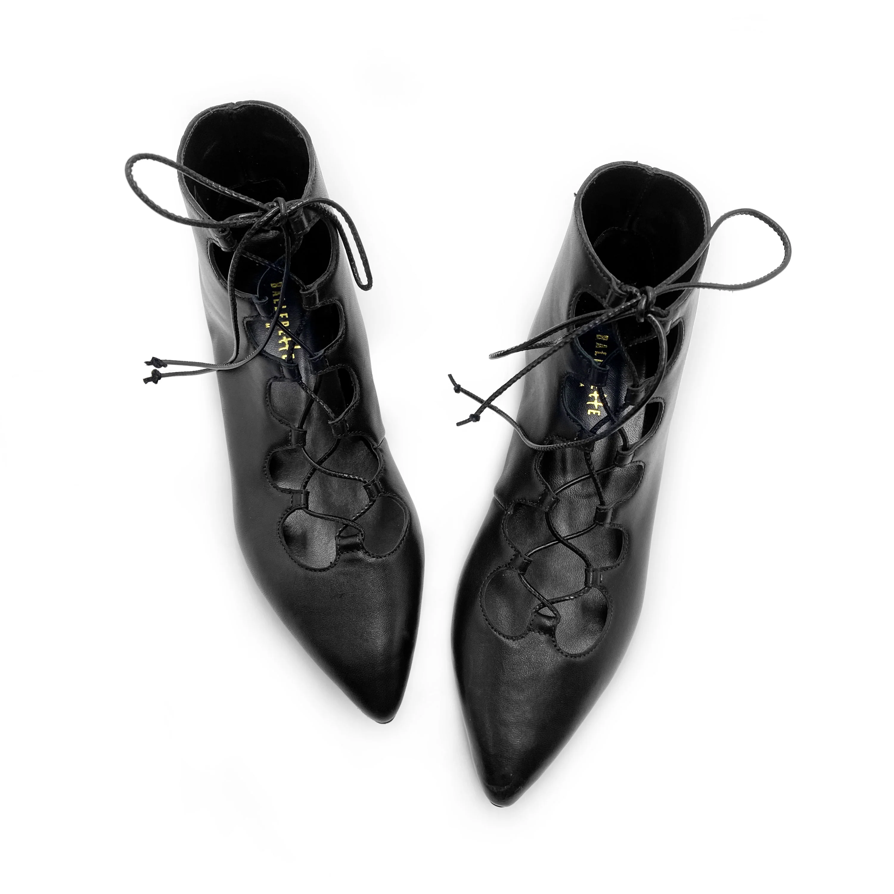 Black pointed ankle boots with laces - Image 2