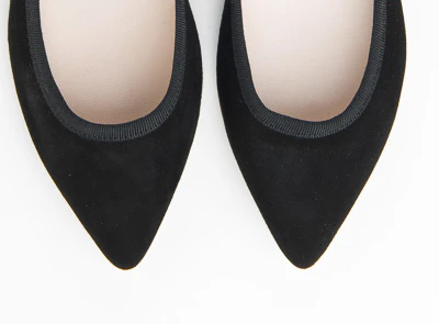 Black pointed toe suede ballet flats - Image 5