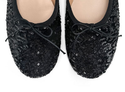 Black sequin high-vamp ballet flats - Image 5