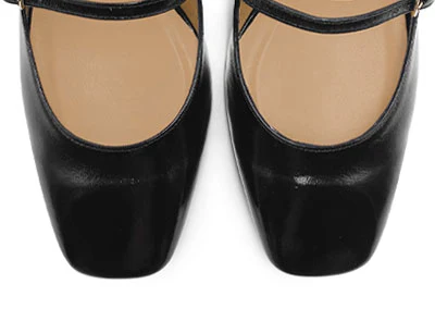 Black shiny leather slingback ballet flats with heel - Image 5