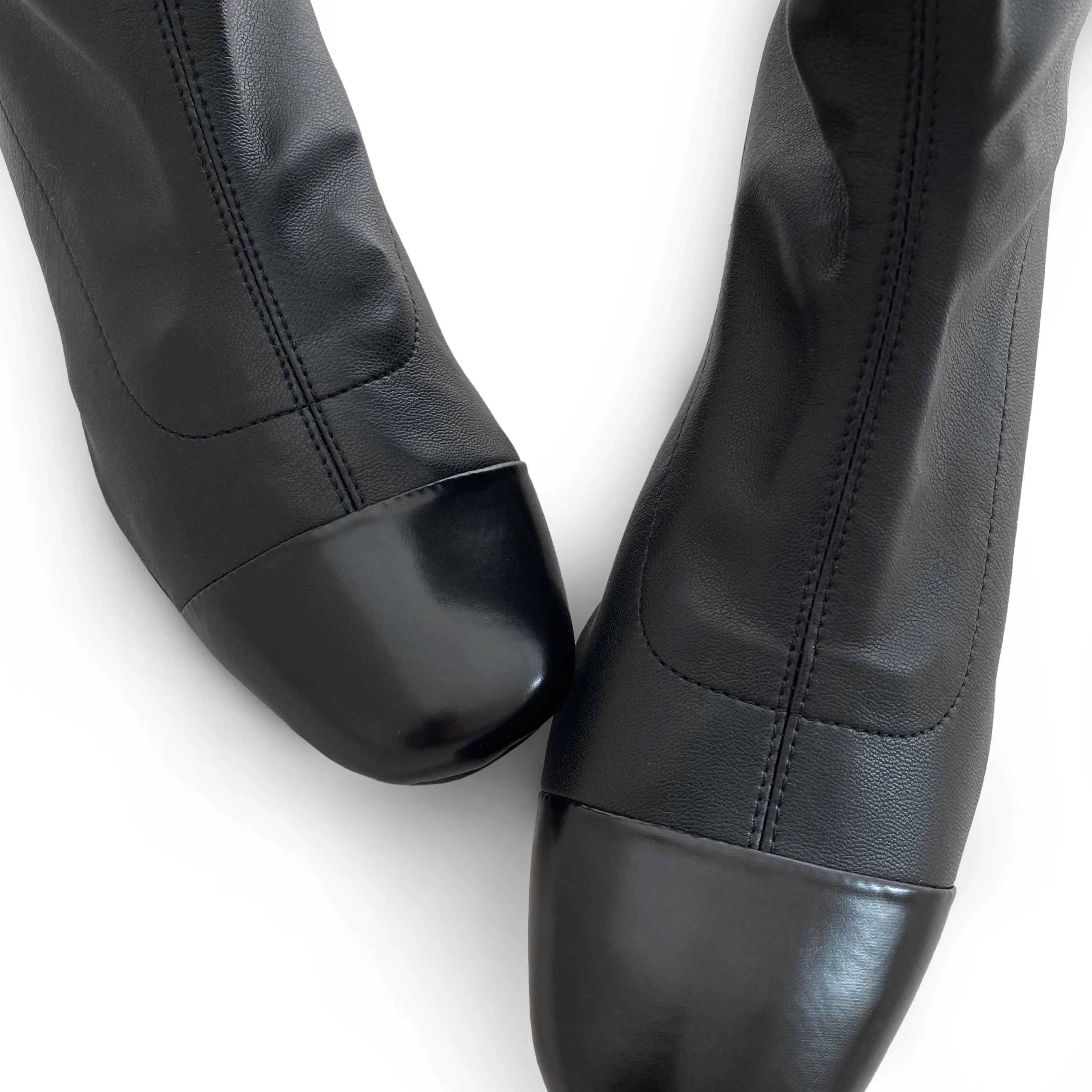 Black stretch ankle socks boots with black leather toe - Image 4