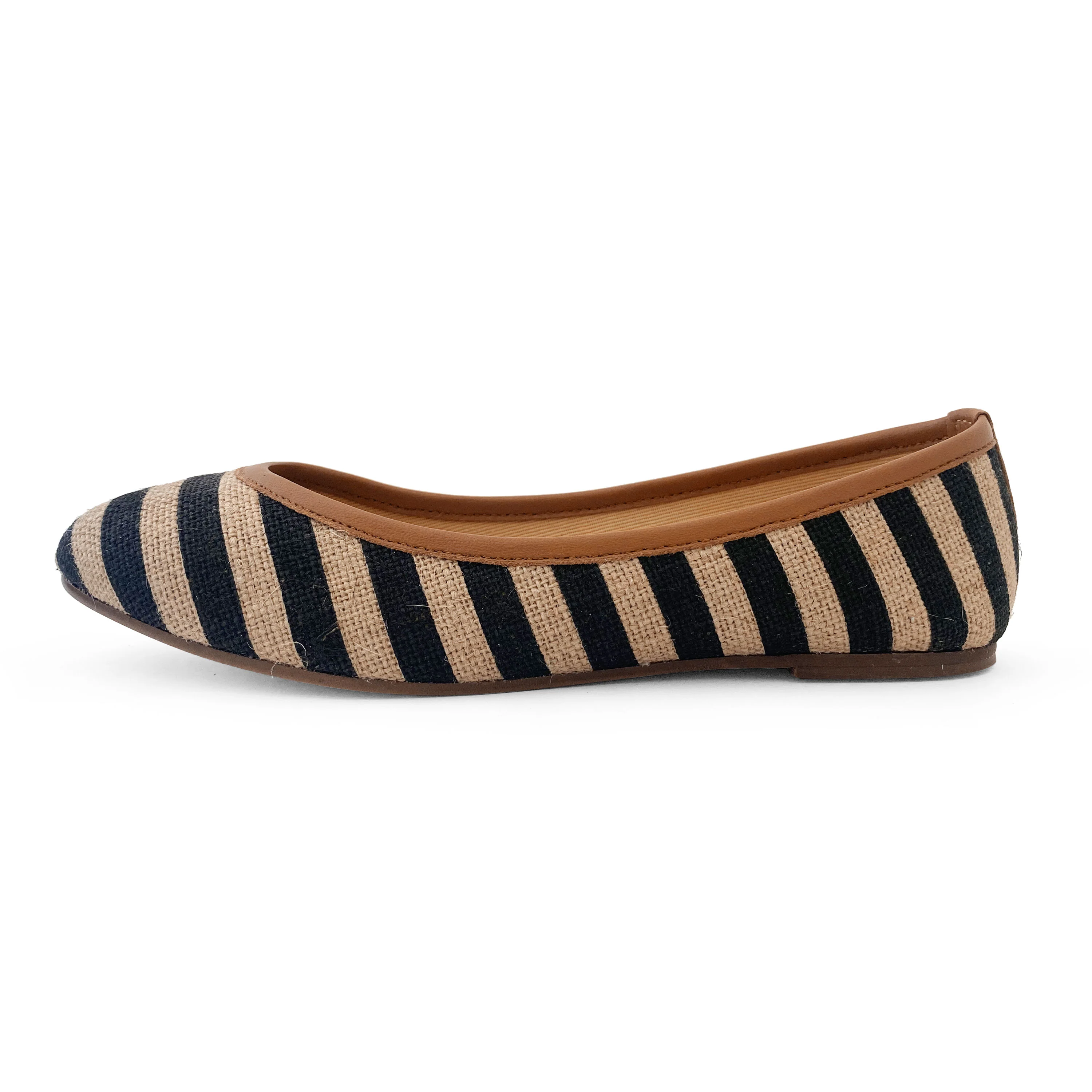 Black striped jute ballet flats - Image 3