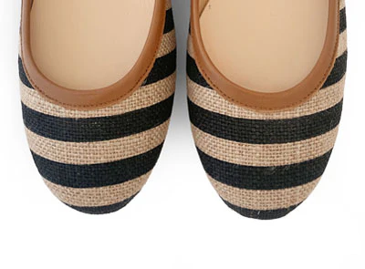 Black striped jute ballet flats - Image 4
