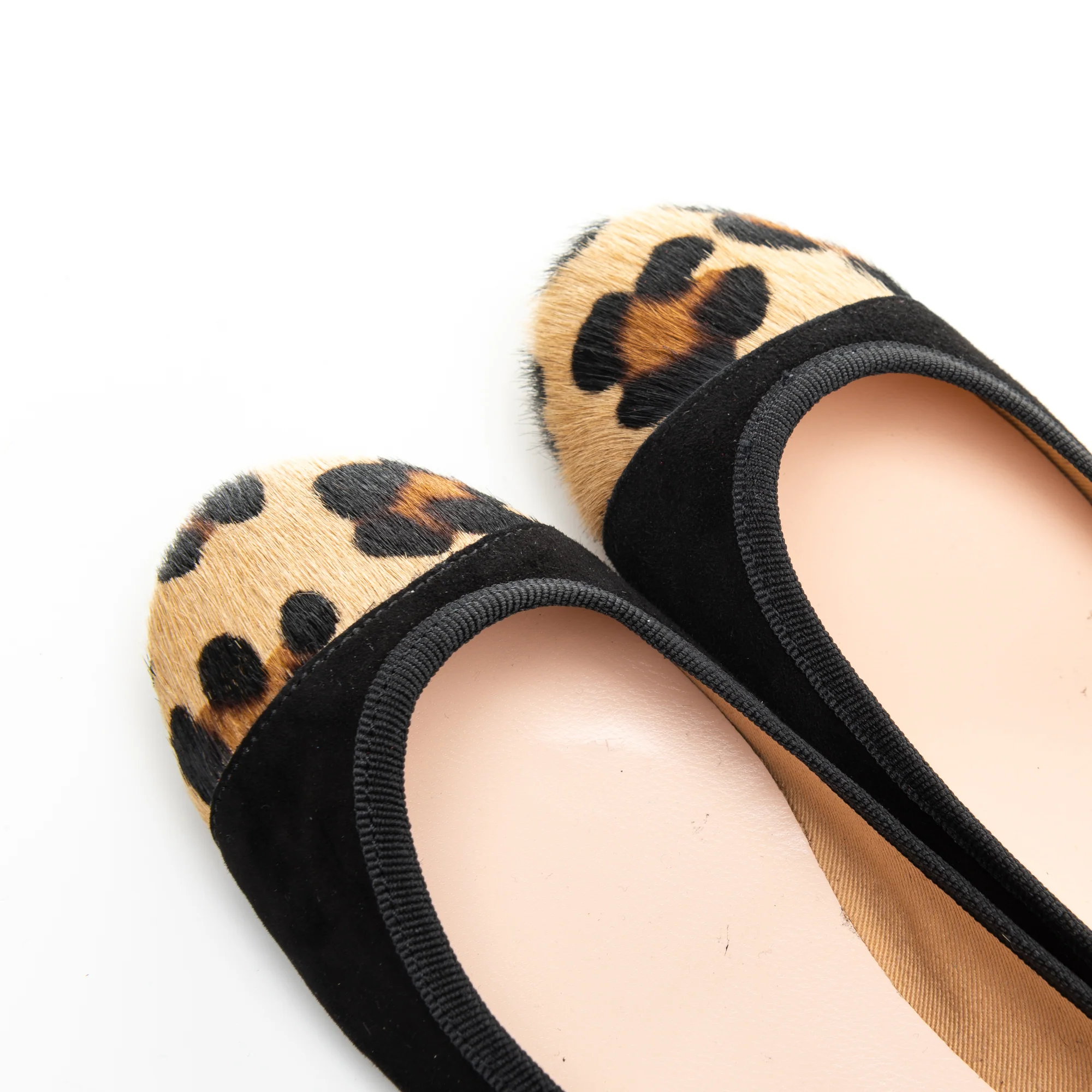 Black suede ballet flats with leopard spotted toe - Image 4