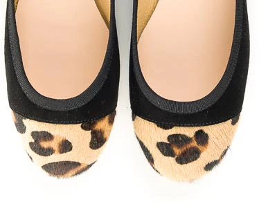 Black suede ballet flats with leopard spotted toe - Image 5