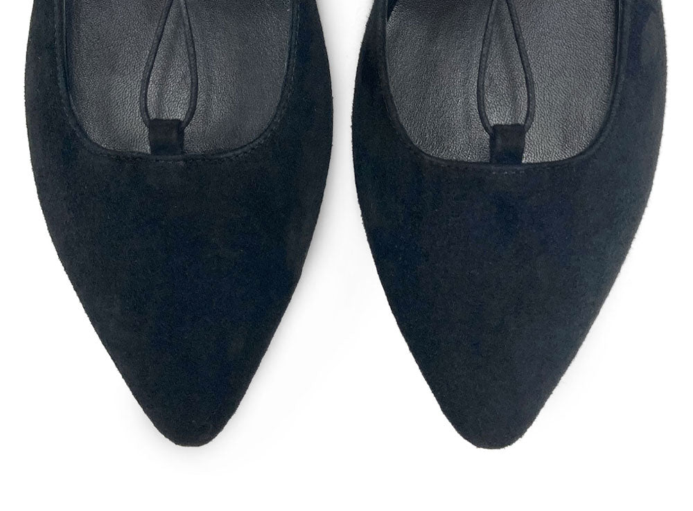 Black suede ballet flats with straps - Image 6