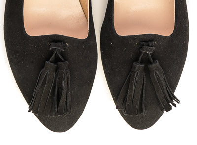 Black suede moccasins with tassels - Image 5