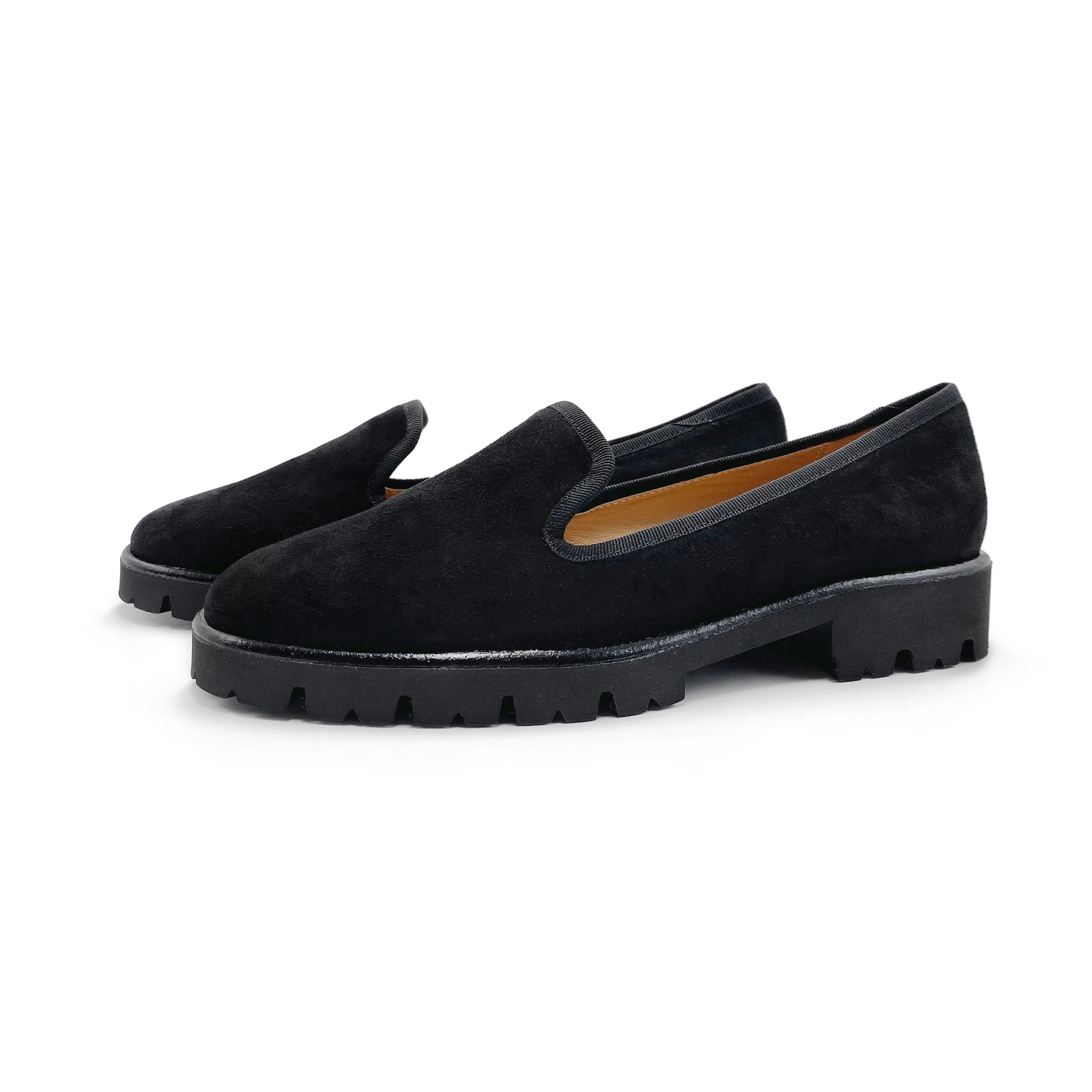 Black suede platform women moccasins - Image 4