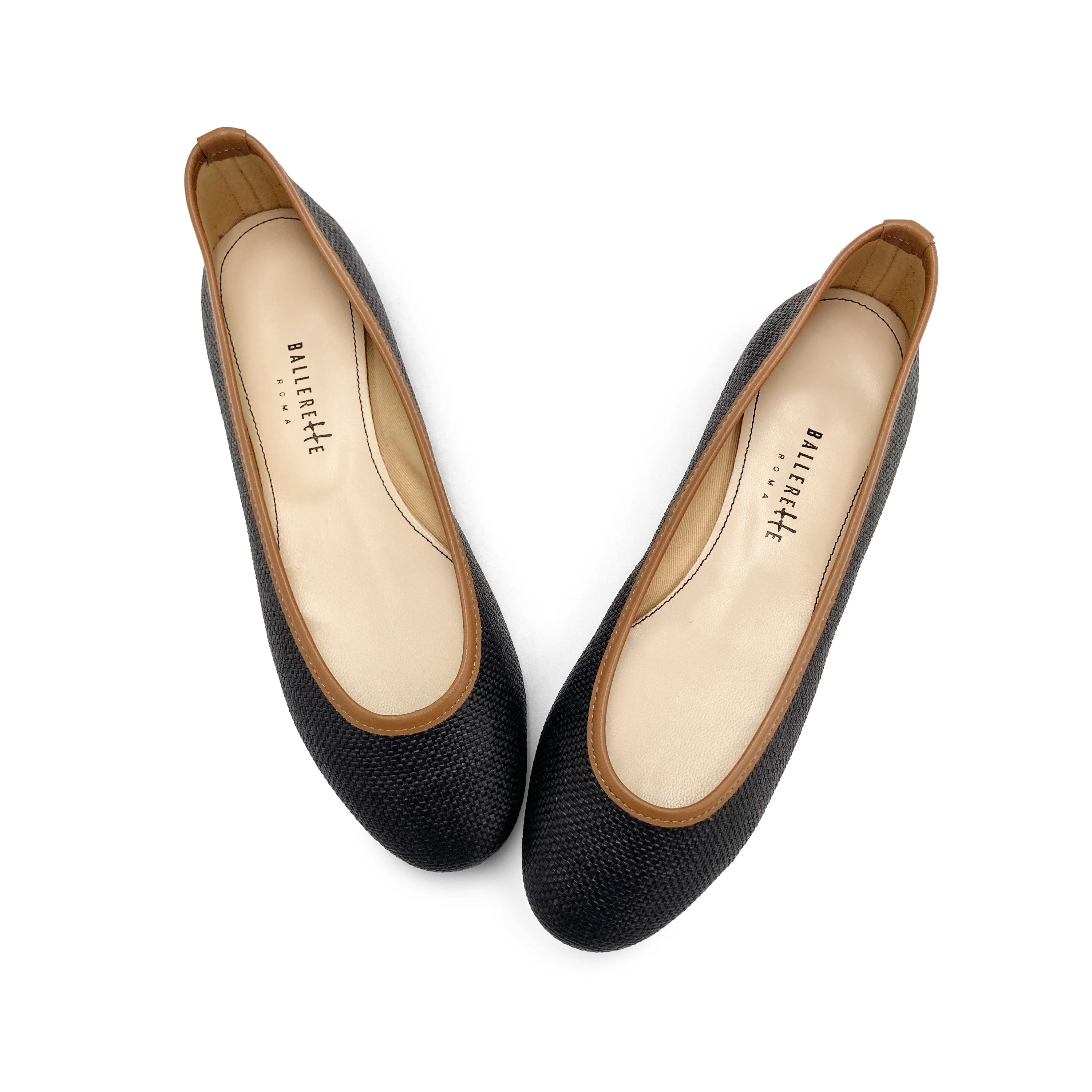 Black summer raffia ballet flats - Image 2
