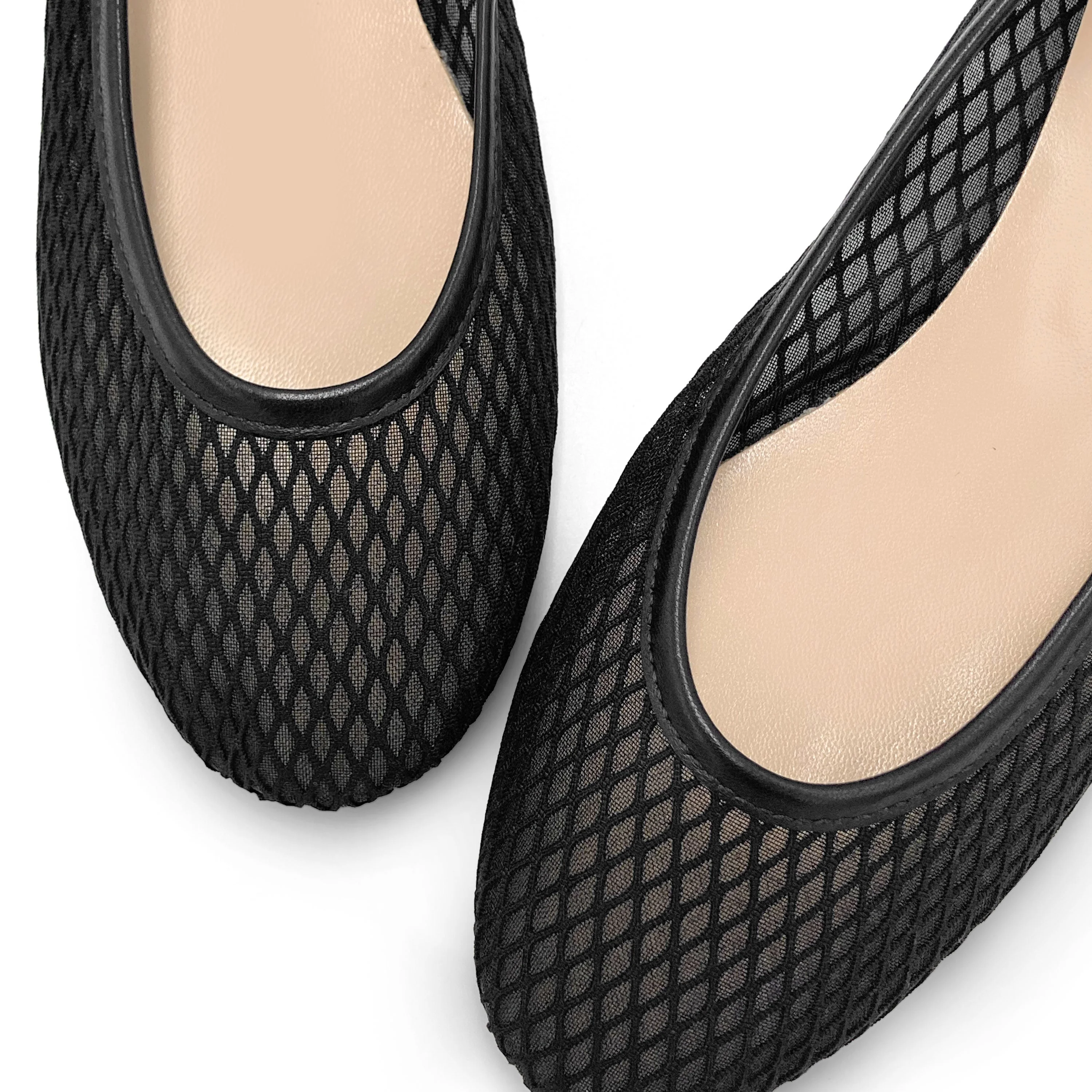 Black transparent mesh ballet flats in eco recycled fabric - Image 3