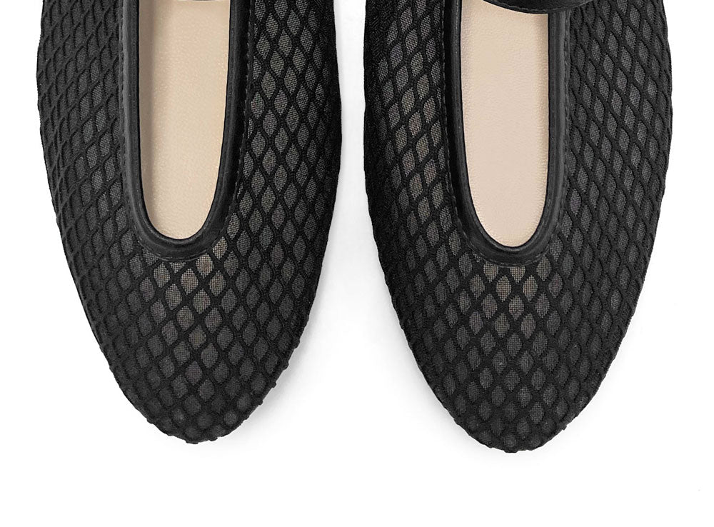 TT GO GREEN Collection - Black transparent mesh ballet flats in eco recycled fabric - Image 5